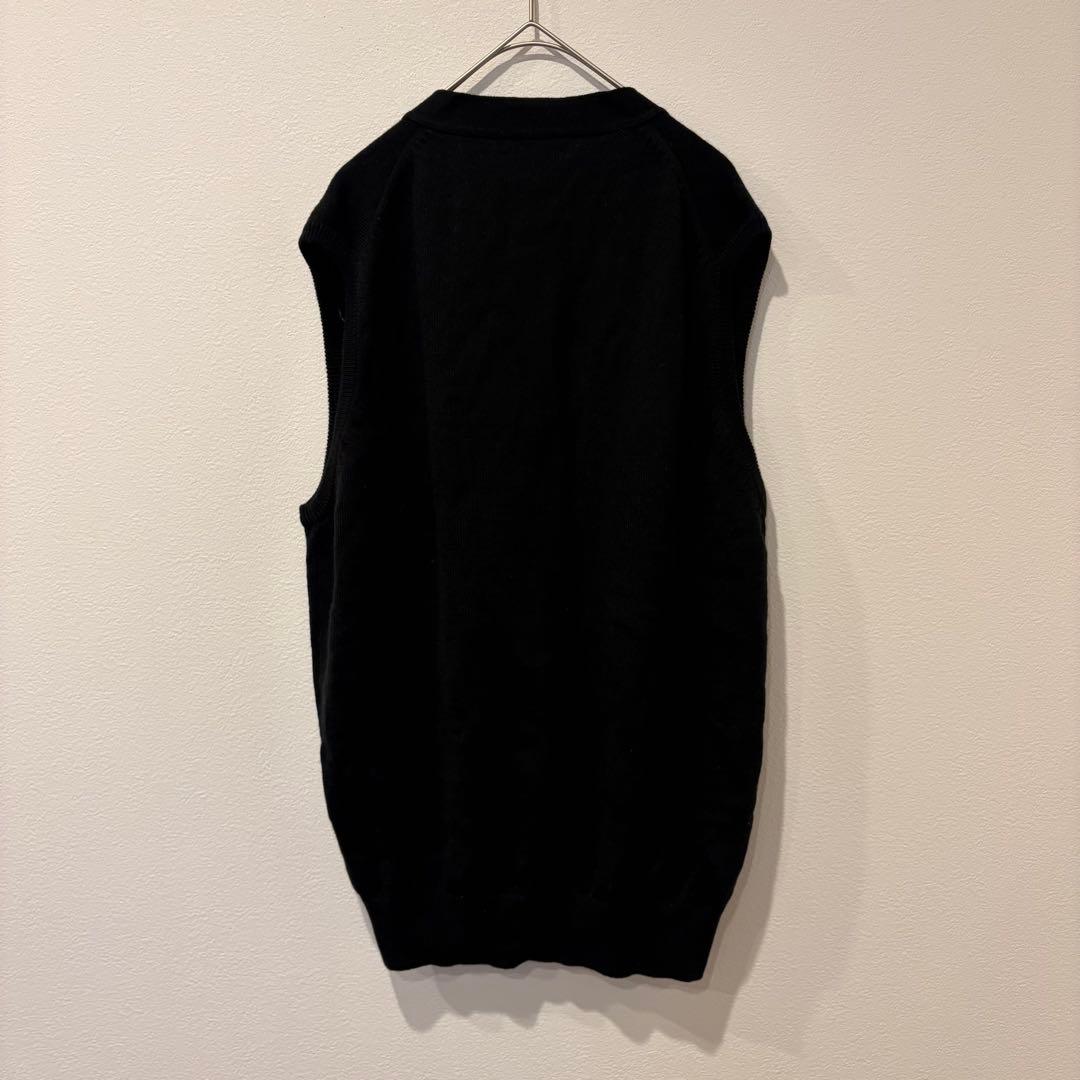 クロコダイル ニットベスト 前開き ノースリーブ ロゴ　黒 ブラック　L 6