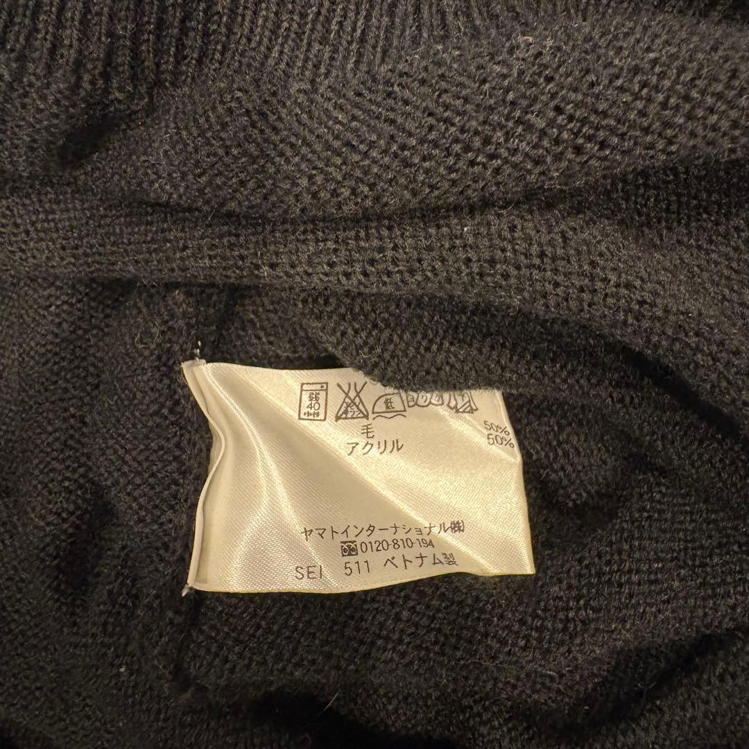 クロコダイル ニットベスト 前開き ノースリーブ ロゴ　黒 ブラック　L 7