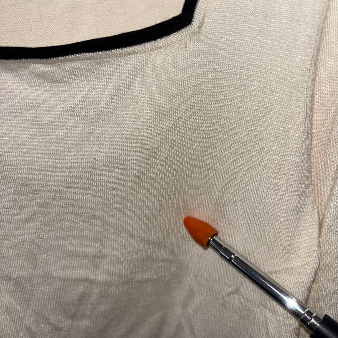 COMME CA ISM スクエアネックニット Mサイズ アイボリーd696 11