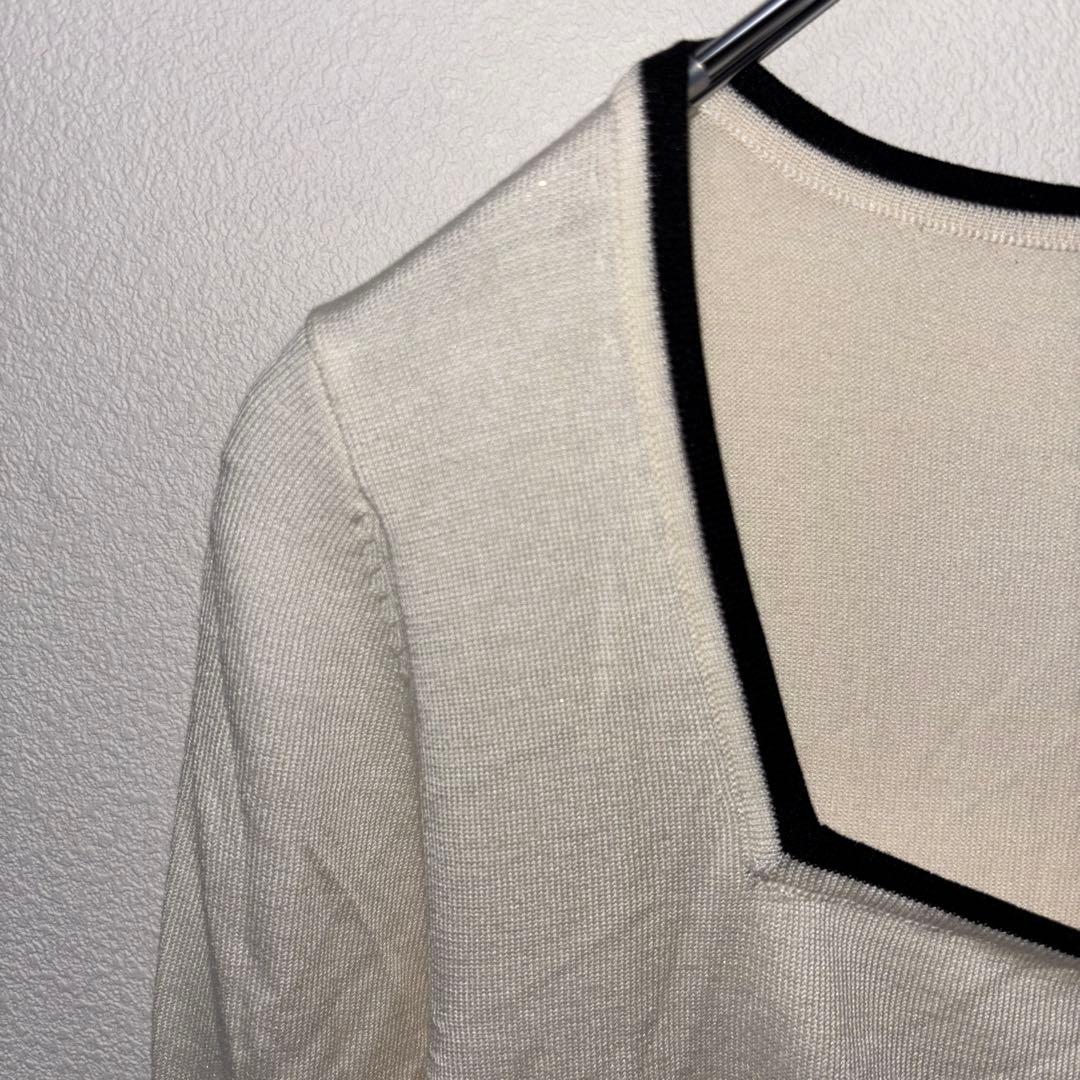 COMME CA ISM スクエアネックニット Mサイズ アイボリーd696 4