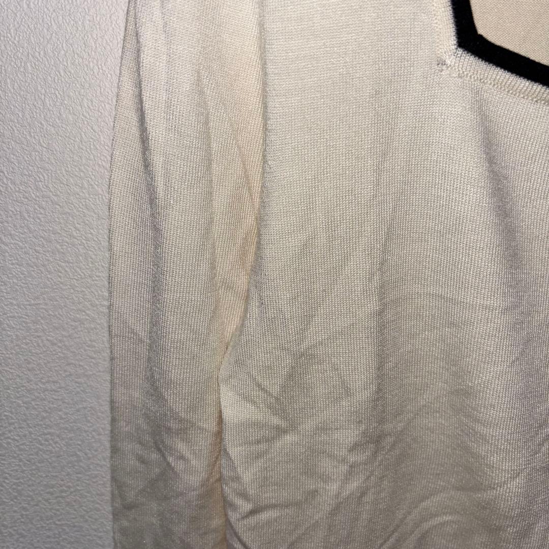 COMME CA ISM スクエアネックニット Mサイズ アイボリーd696 5