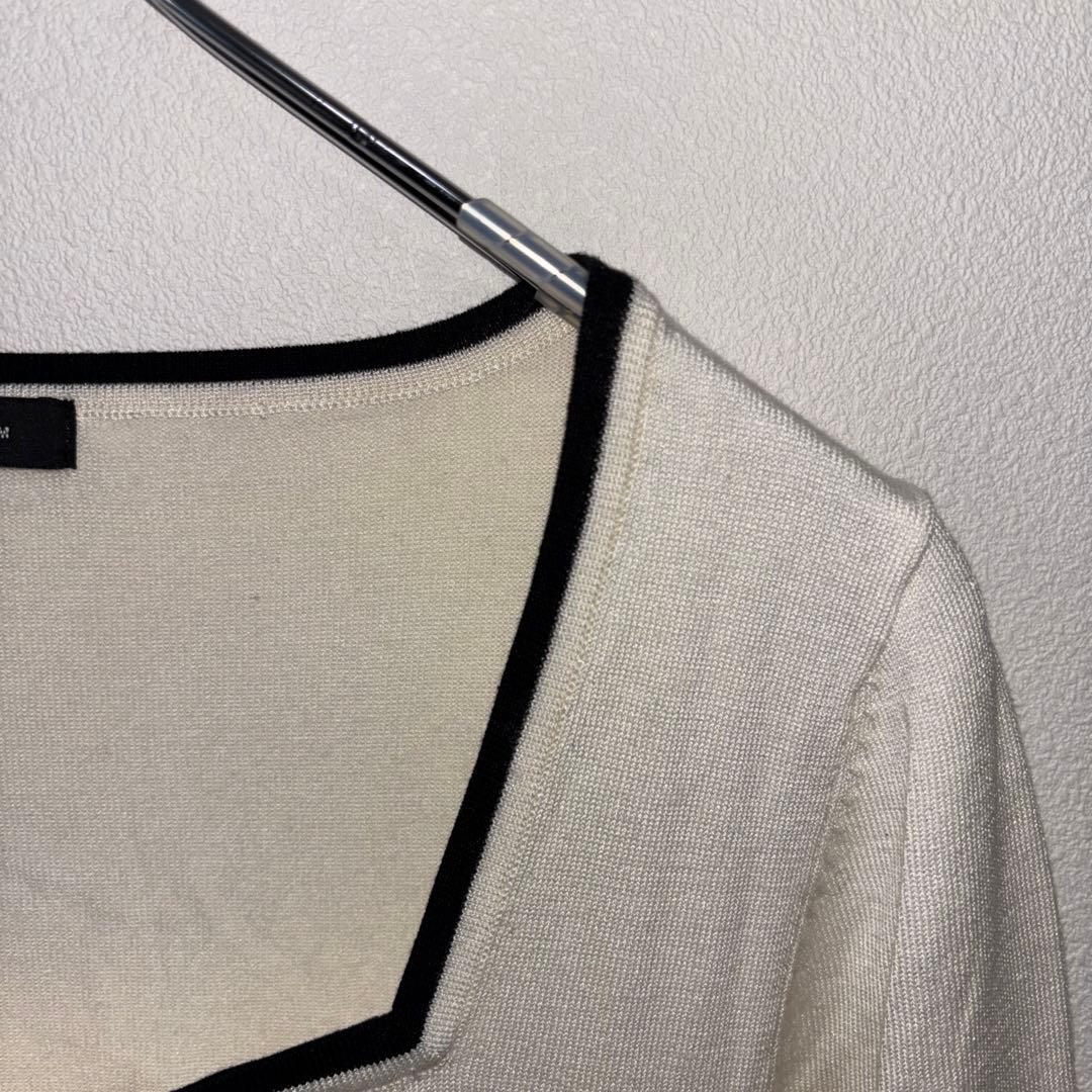 COMME CA ISM スクエアネックニット Mサイズ アイボリーd696 7