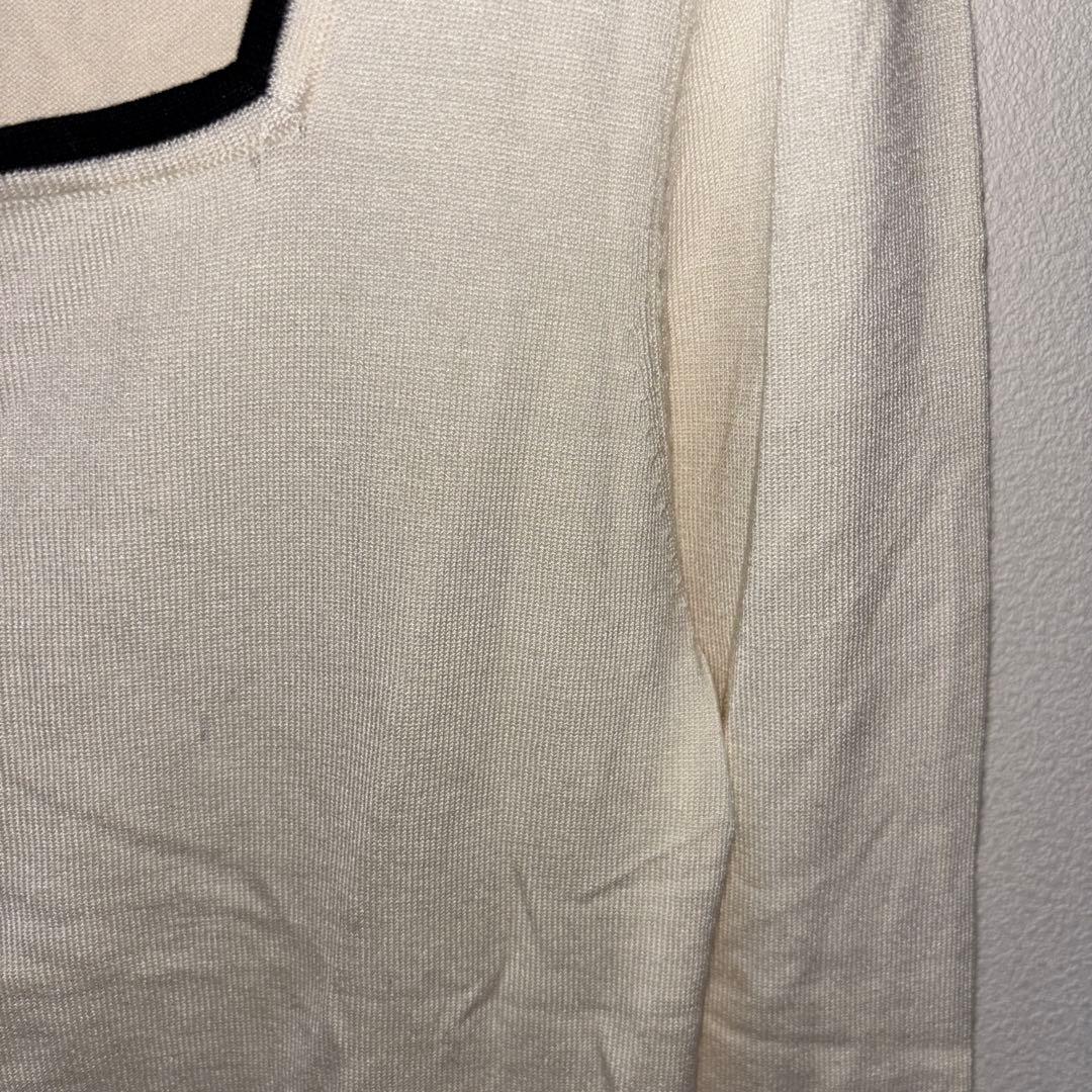 COMME CA ISM スクエアネックニット Mサイズ アイボリーd696 8