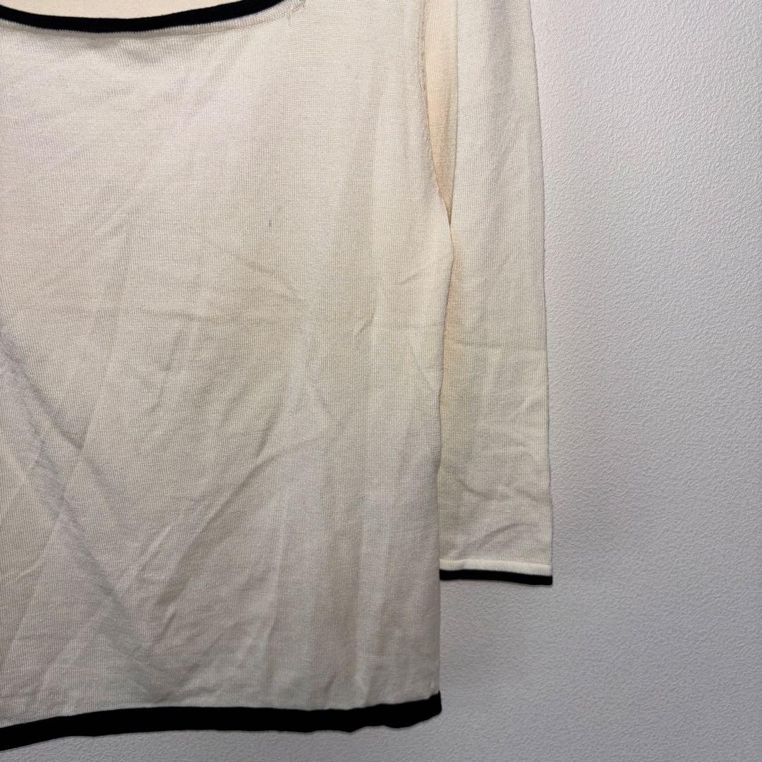 COMME CA ISM スクエアネックニット Mサイズ アイボリーd696 9