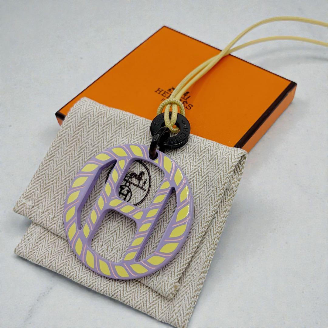 ⭐️ほぼ未使用⭐️エルメス ネックレス Hエキップ パープル×イエロー