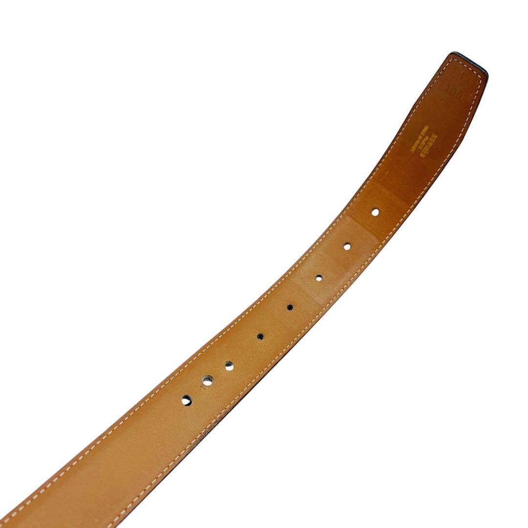 ⭐️良品⭐️ エルメス レザー ベルト 100 ブラック ブラウン 7