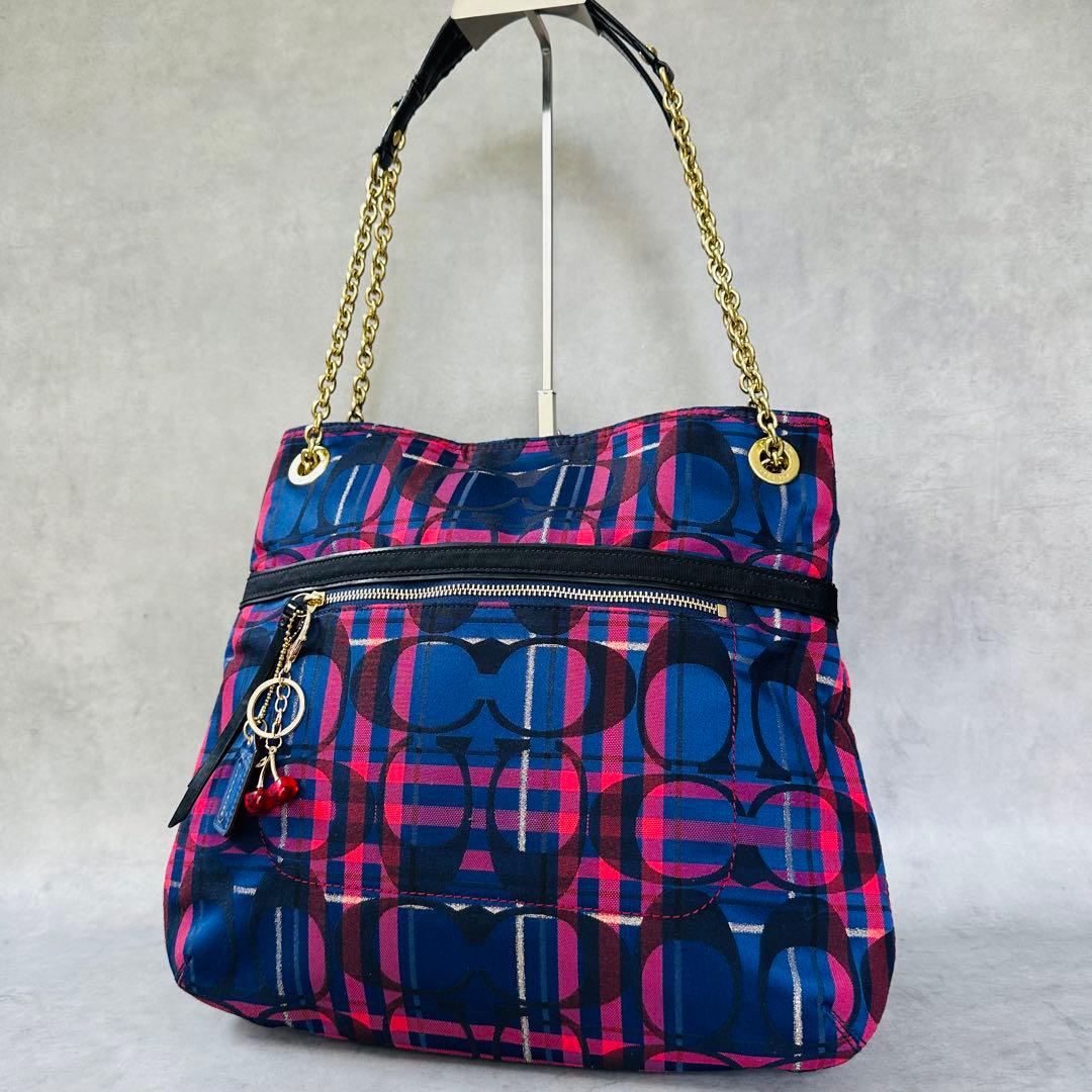 Y2K COACH Check Signature Chain 3way Bag