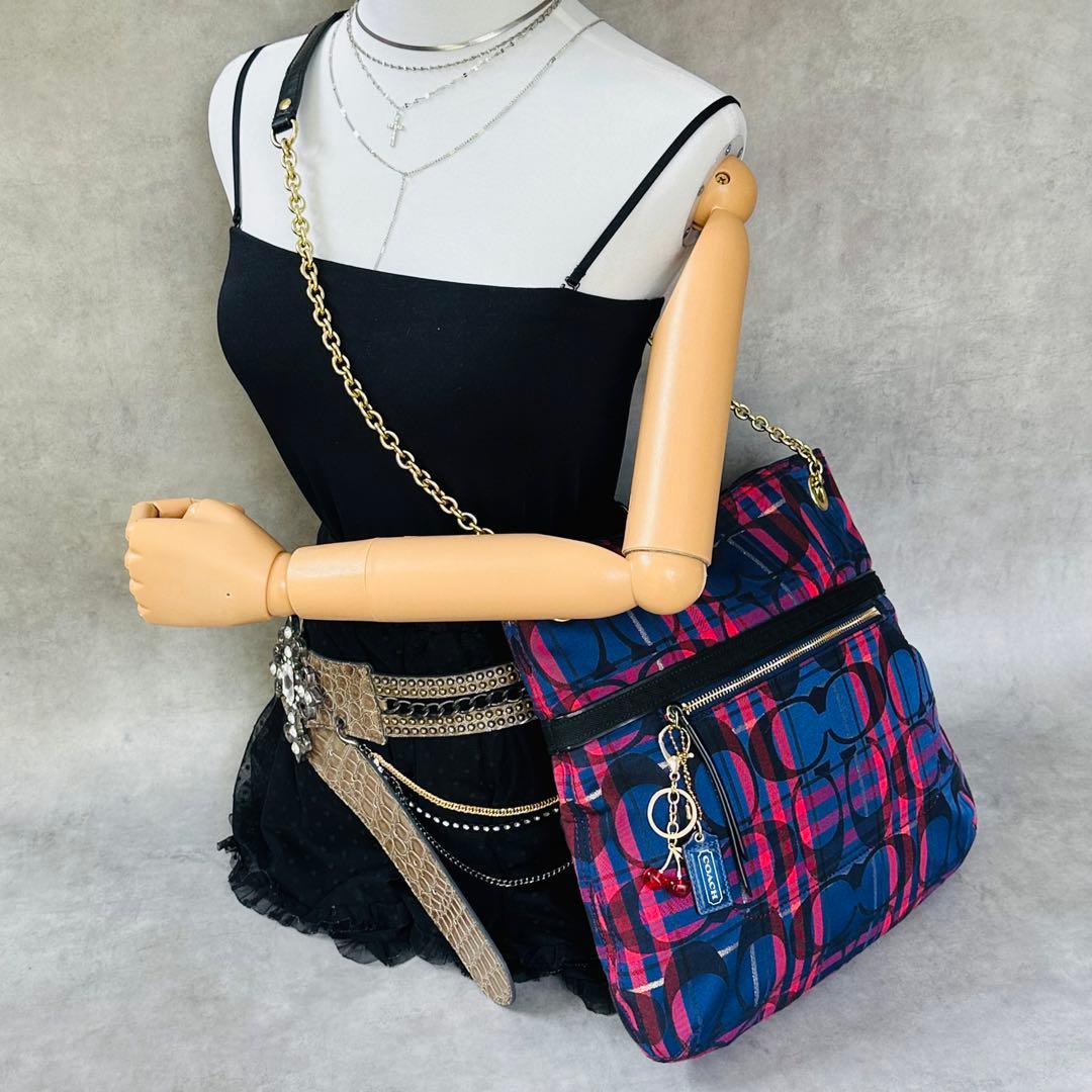 Y2K COACH Check Signature Chain 3way Bag 3