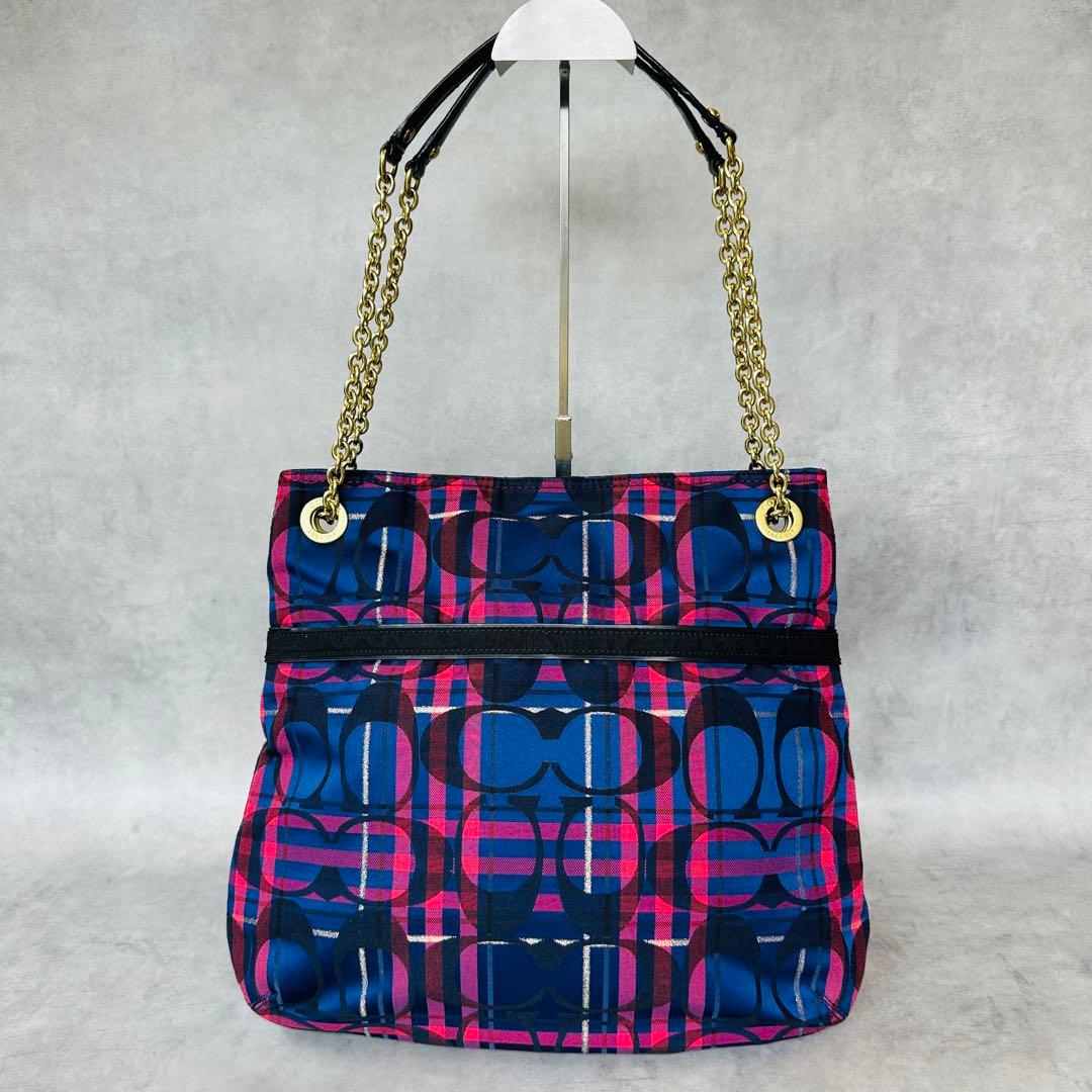 Y2K COACH Check Signature Chain 3way Bag 5