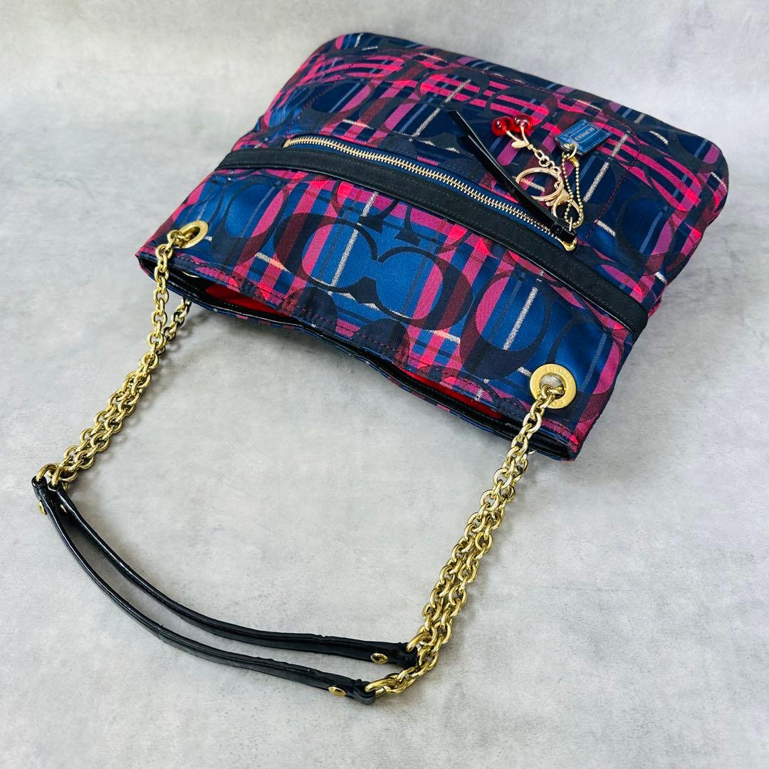 Y2K COACH Check Signature Chain 3way Bag 9