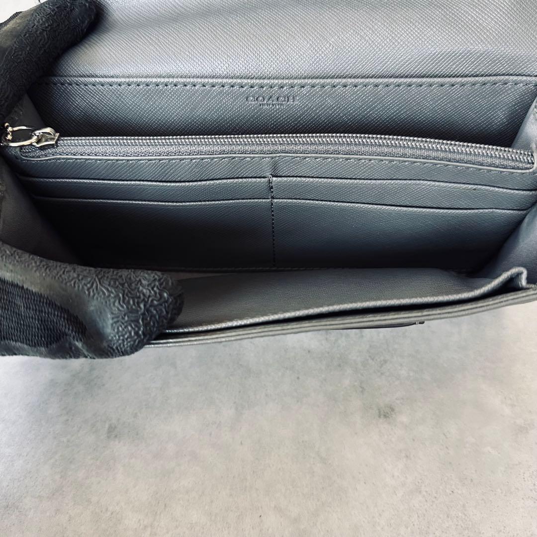 COACH ソーホー レザー スリム エンベロープ ウォレット　長財布　グレー 13