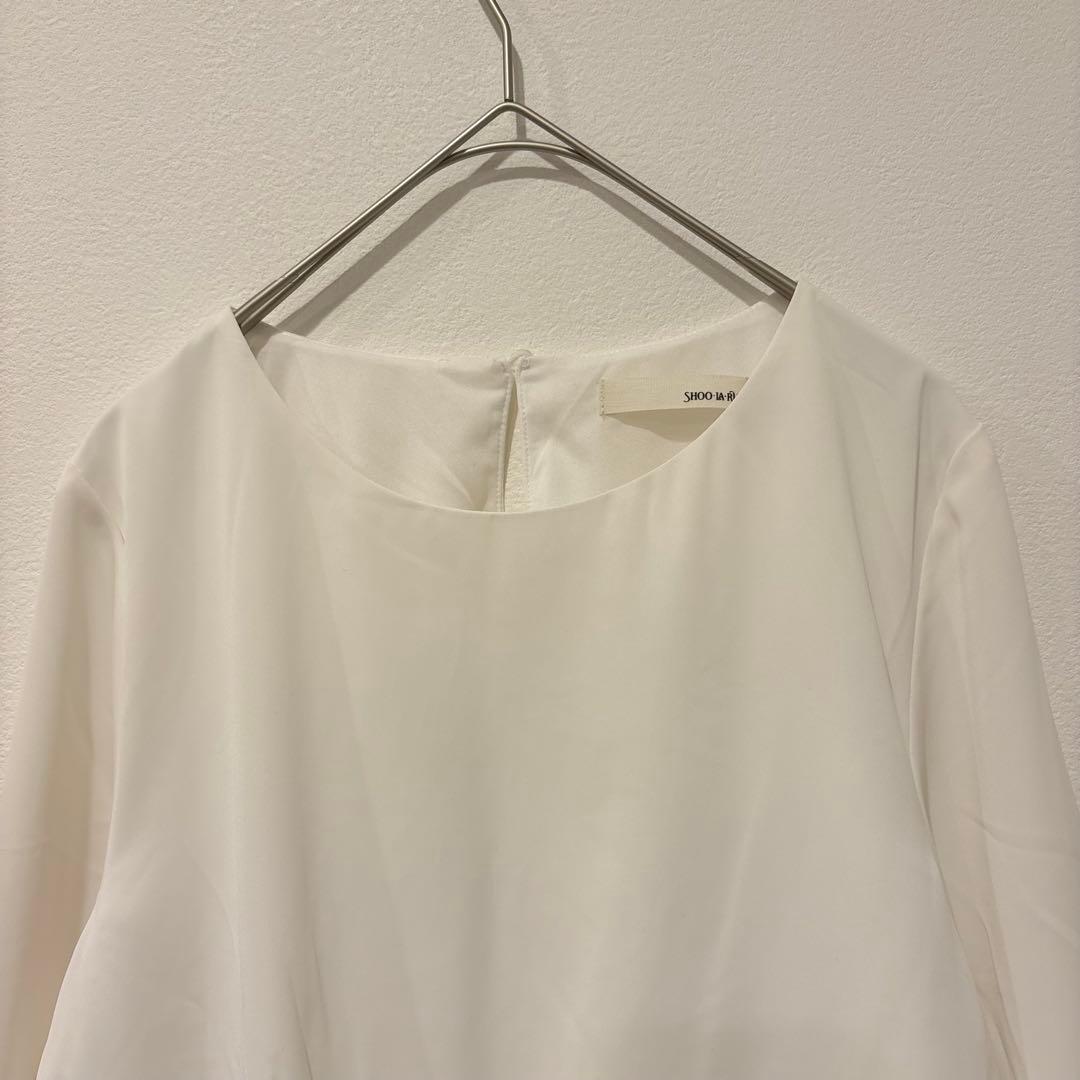 シューラルー 長袖ブラウス タック シフォン アイボリー 白　ホワイト　S 上品 2