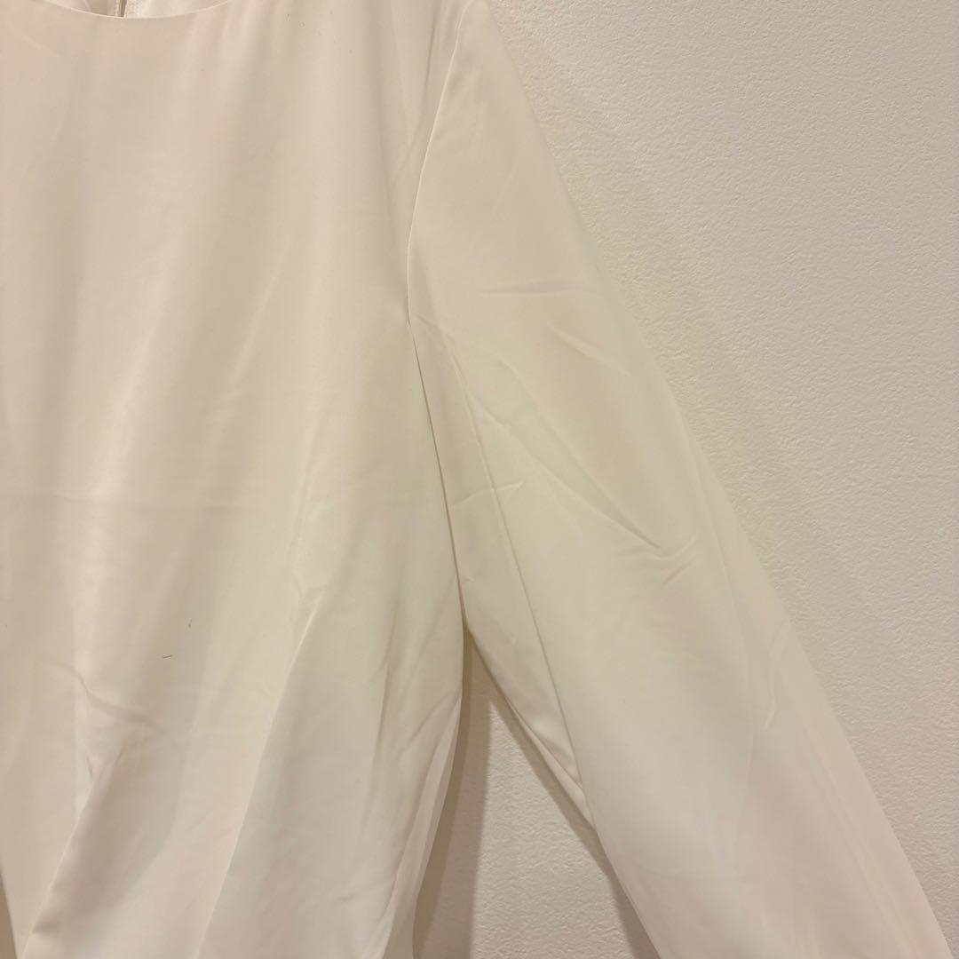 シューラルー 長袖ブラウス タック シフォン アイボリー 白　ホワイト　S 上品 4