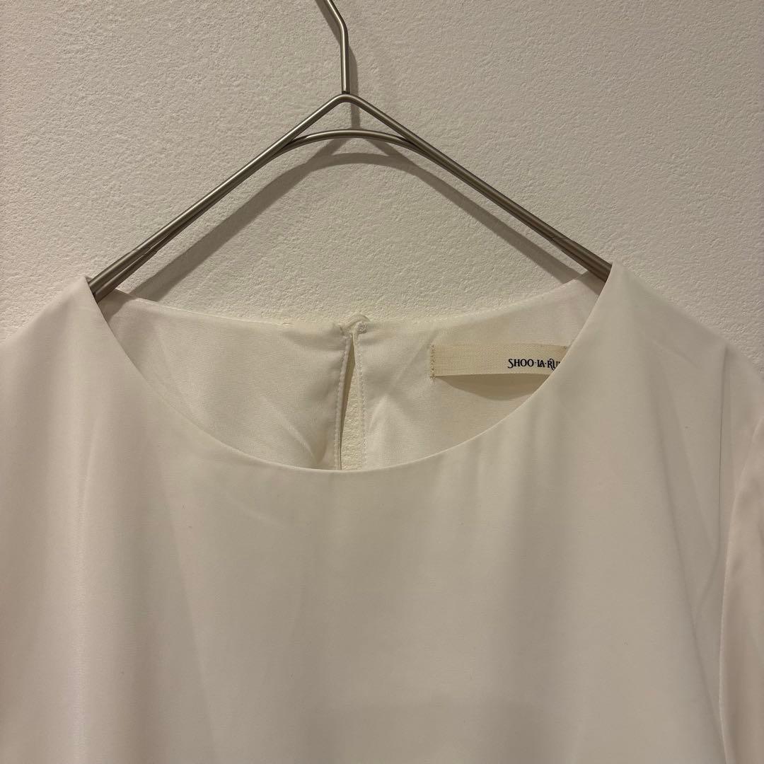 シューラルー 長袖ブラウス タック シフォン アイボリー 白　ホワイト　S 上品 6