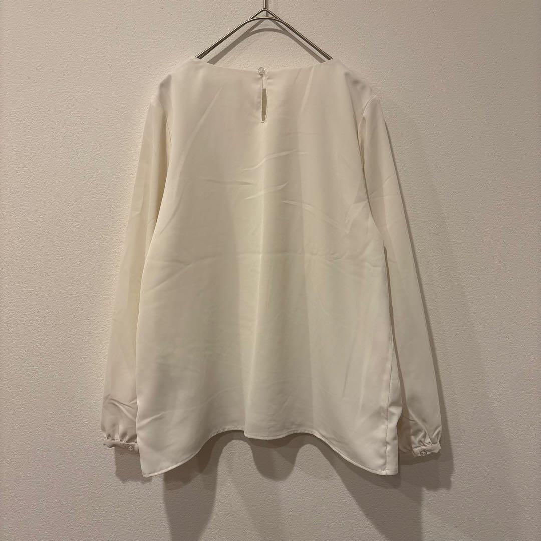 シューラルー 長袖ブラウス タック シフォン アイボリー 白　ホワイト　S 上品 7
