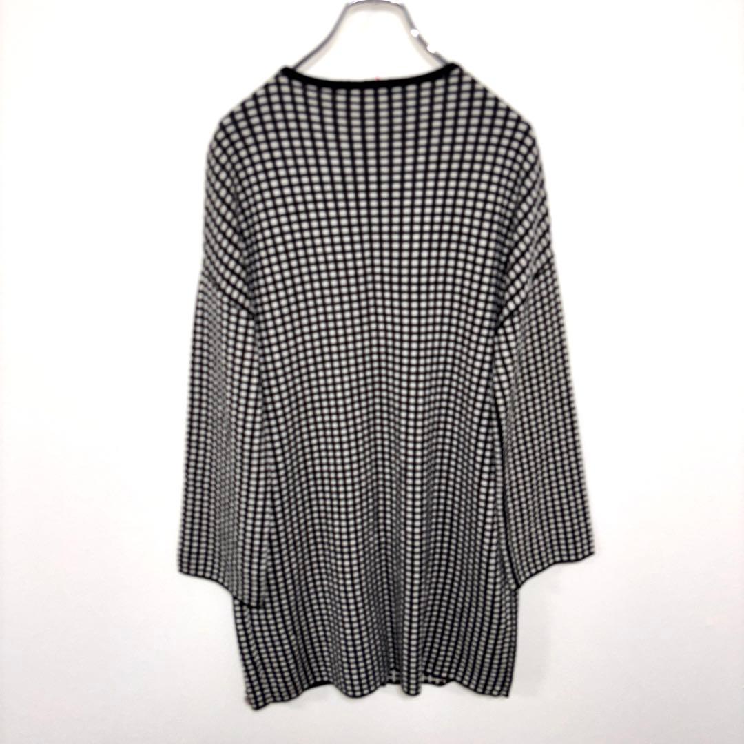 Lolitas&L格子ロングニットノーカラージャケット カーディガンM d785 11