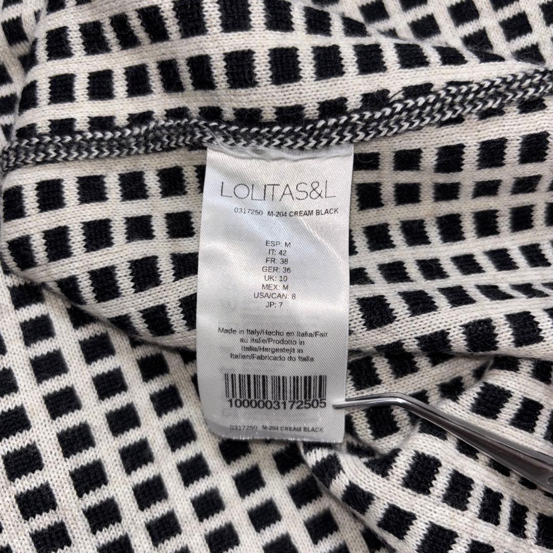 Lolitas&L格子ロングニットノーカラージャケット カーディガンM d785 12