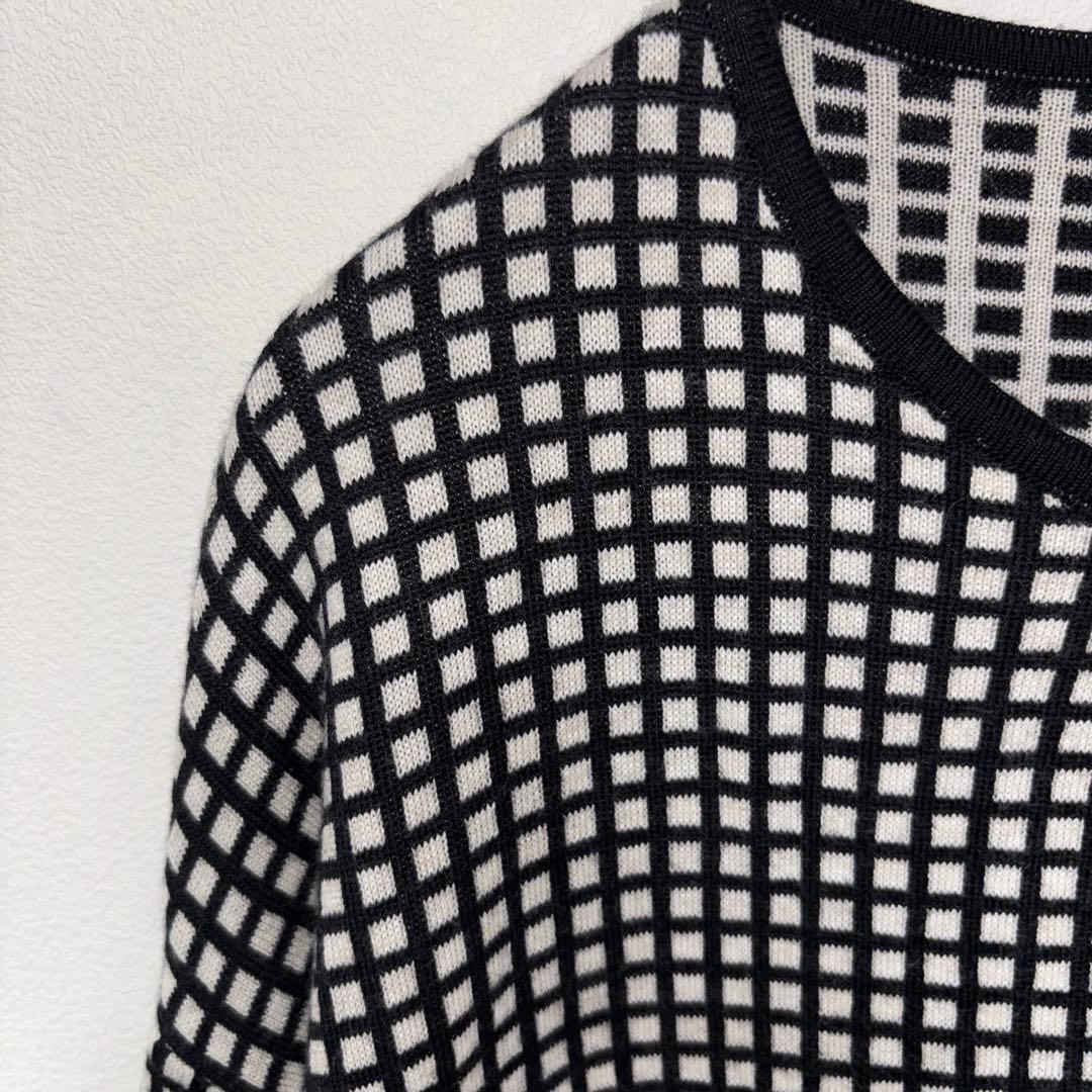 Lolitas&L格子ロングニットノーカラージャケット カーディガンM d785 4