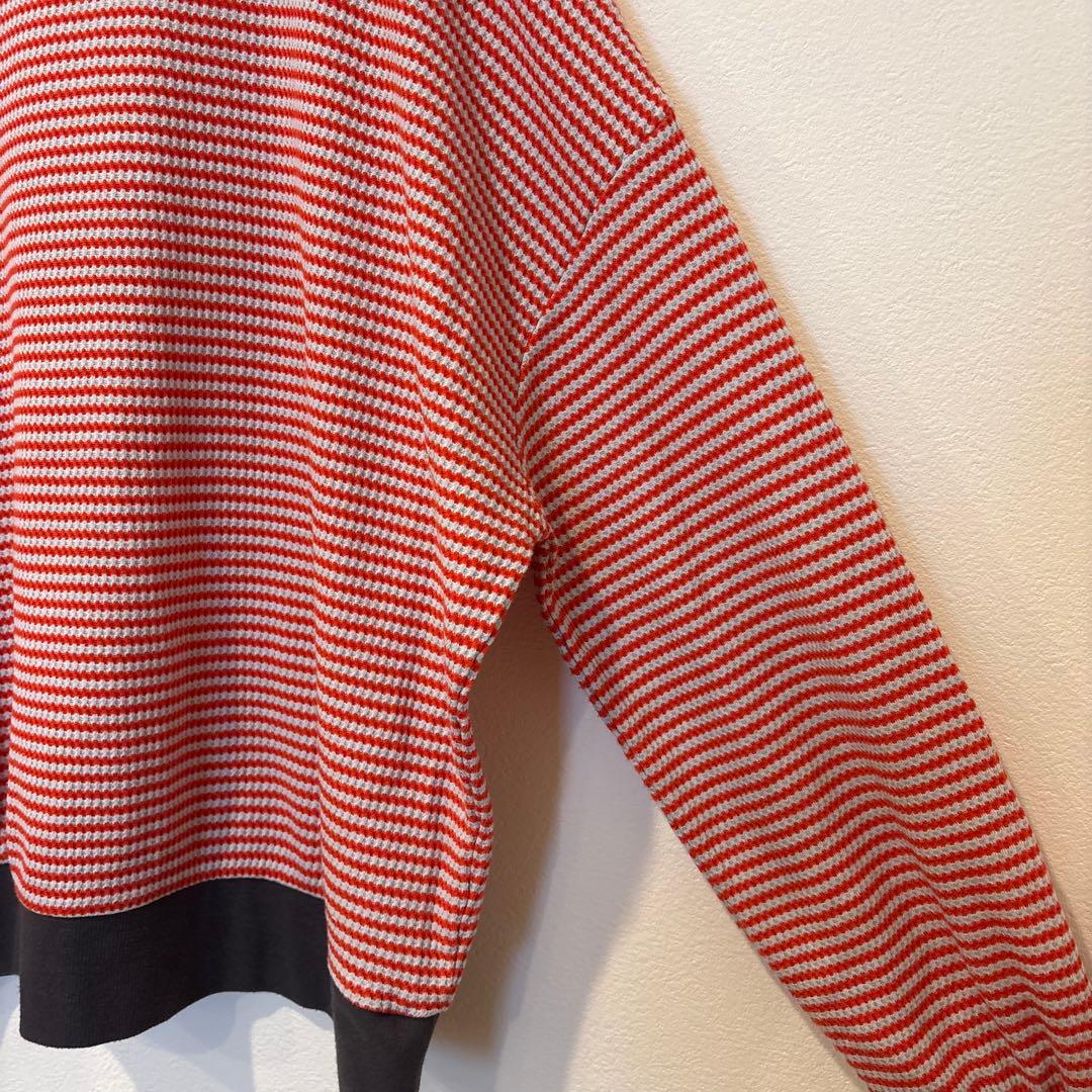 CPCM ボーダー ニットセーター　長袖　ハイネック 赤白　カジュアル　レッド 4