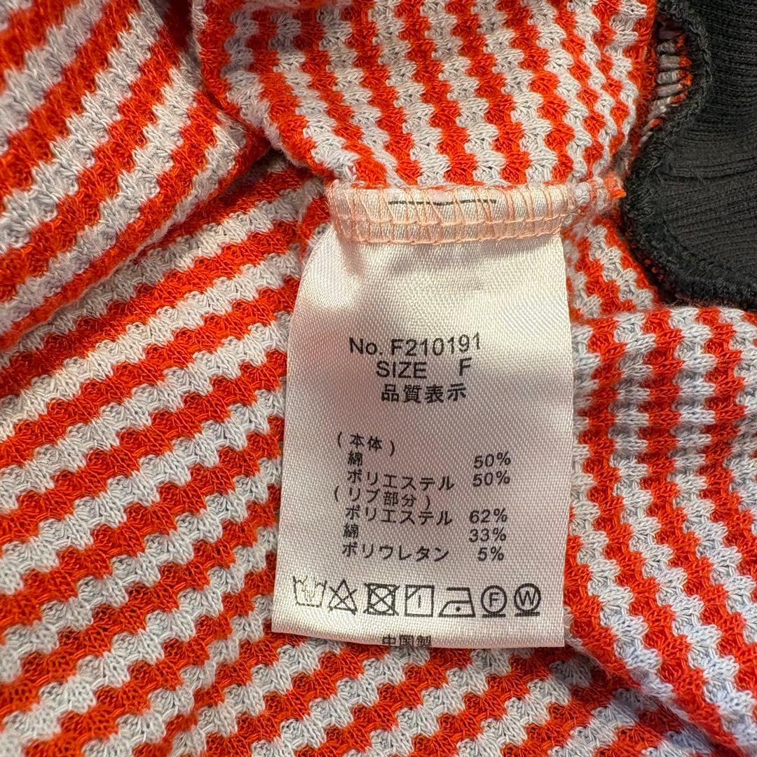 CPCM ボーダー ニットセーター　長袖　ハイネック 赤白　カジュアル　レッド 6