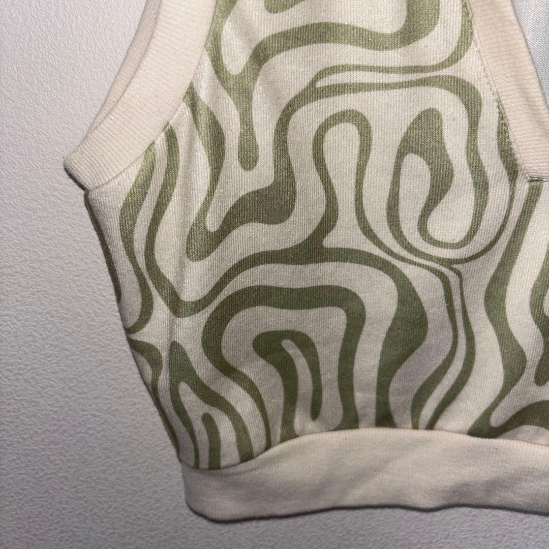 SHEIN 波模様ゼブラ柄ニットベストショート丈 XLd713 5