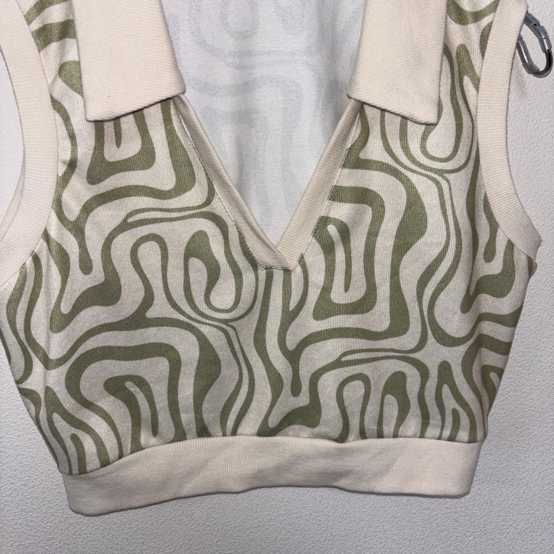 SHEIN 波模様ゼブラ柄ニットベストショート丈 XLd713 9