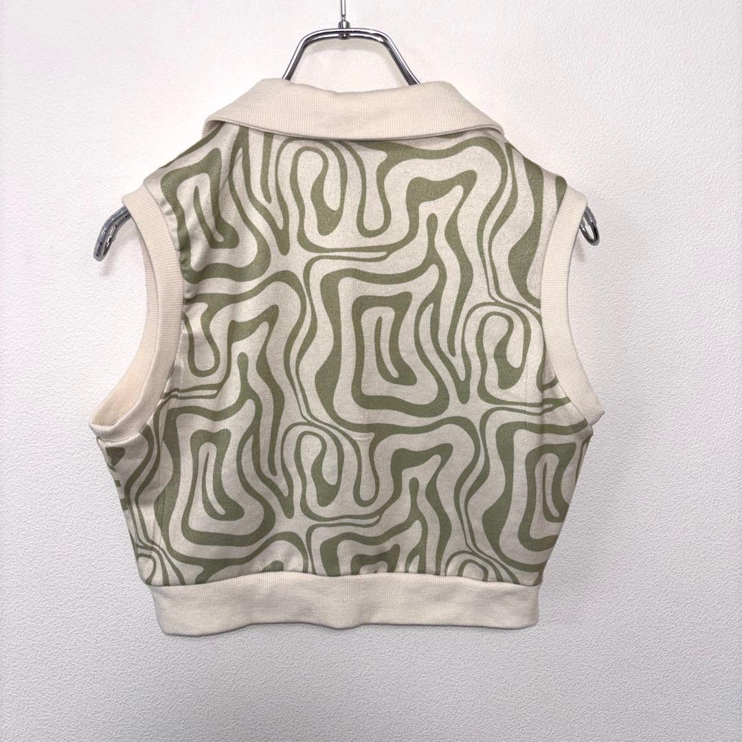 SHEIN 波模様ゼブラ柄ニットベストショート丈 XLd713 10