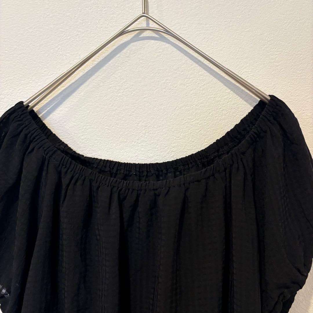 ナイスクラップ オフショルダー ブラウス 半袖 黒 ブラック　フリル 3