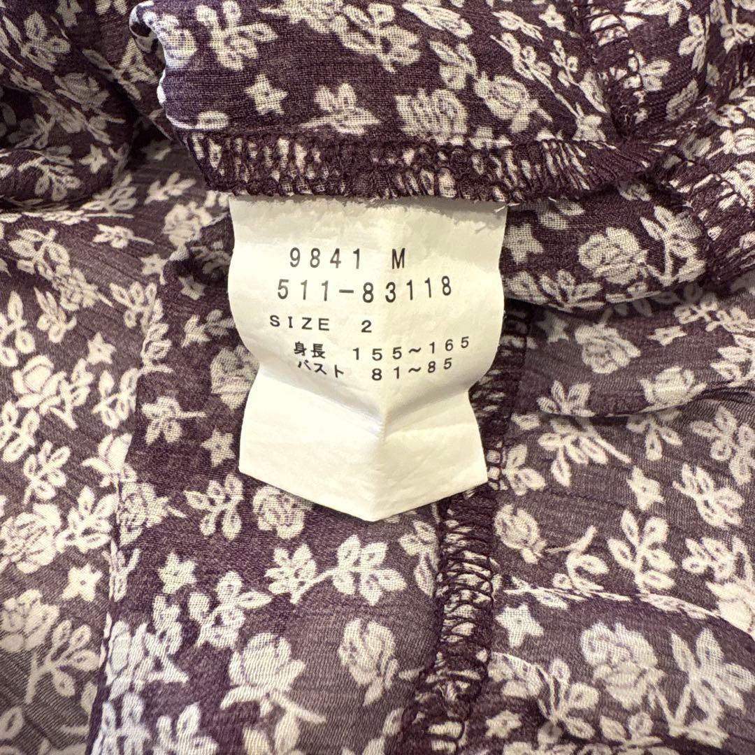 HusHusH 半袖ブラウス　チュニック　フラワー 花柄　紫　パープル　リボン 8