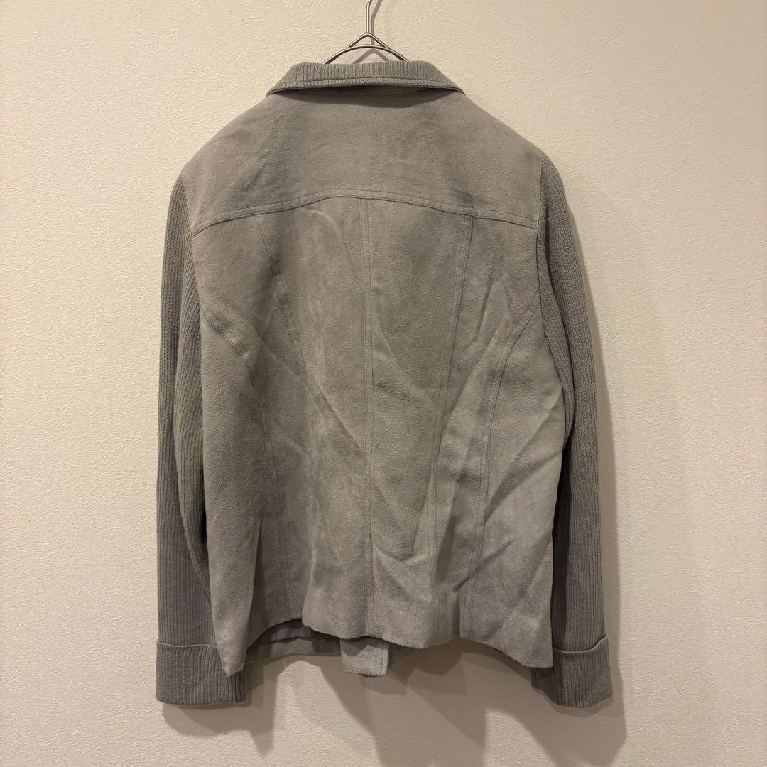 FROHLICH ジャケット アウター　ニット切替 灰色　グレー L 襟付き 6