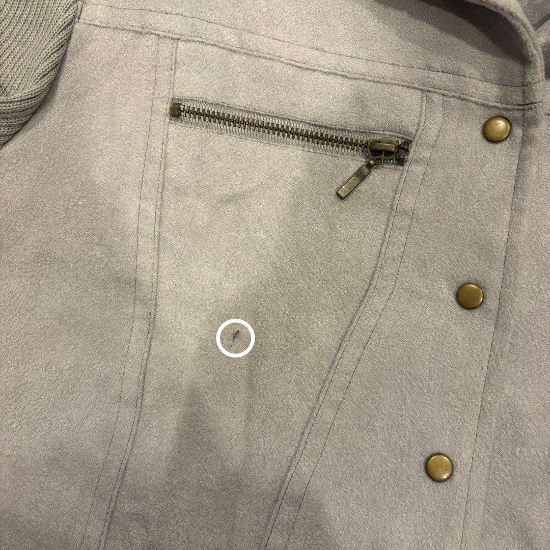 FROHLICH ジャケット アウター　ニット切替 灰色　グレー L 襟付き 7