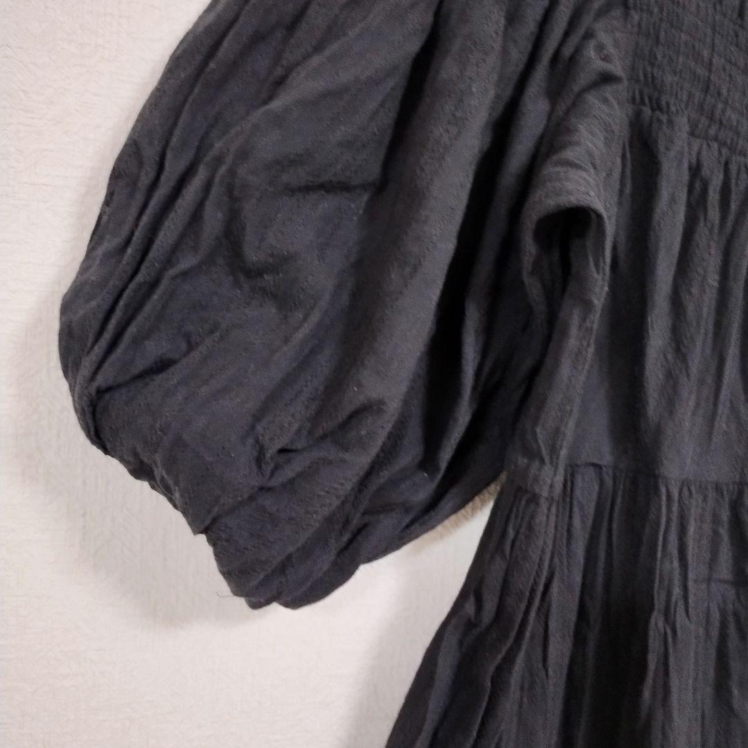 Chico チコ 黒 バルーンスリーブ ロングワンピース F カジュアル 綿 3