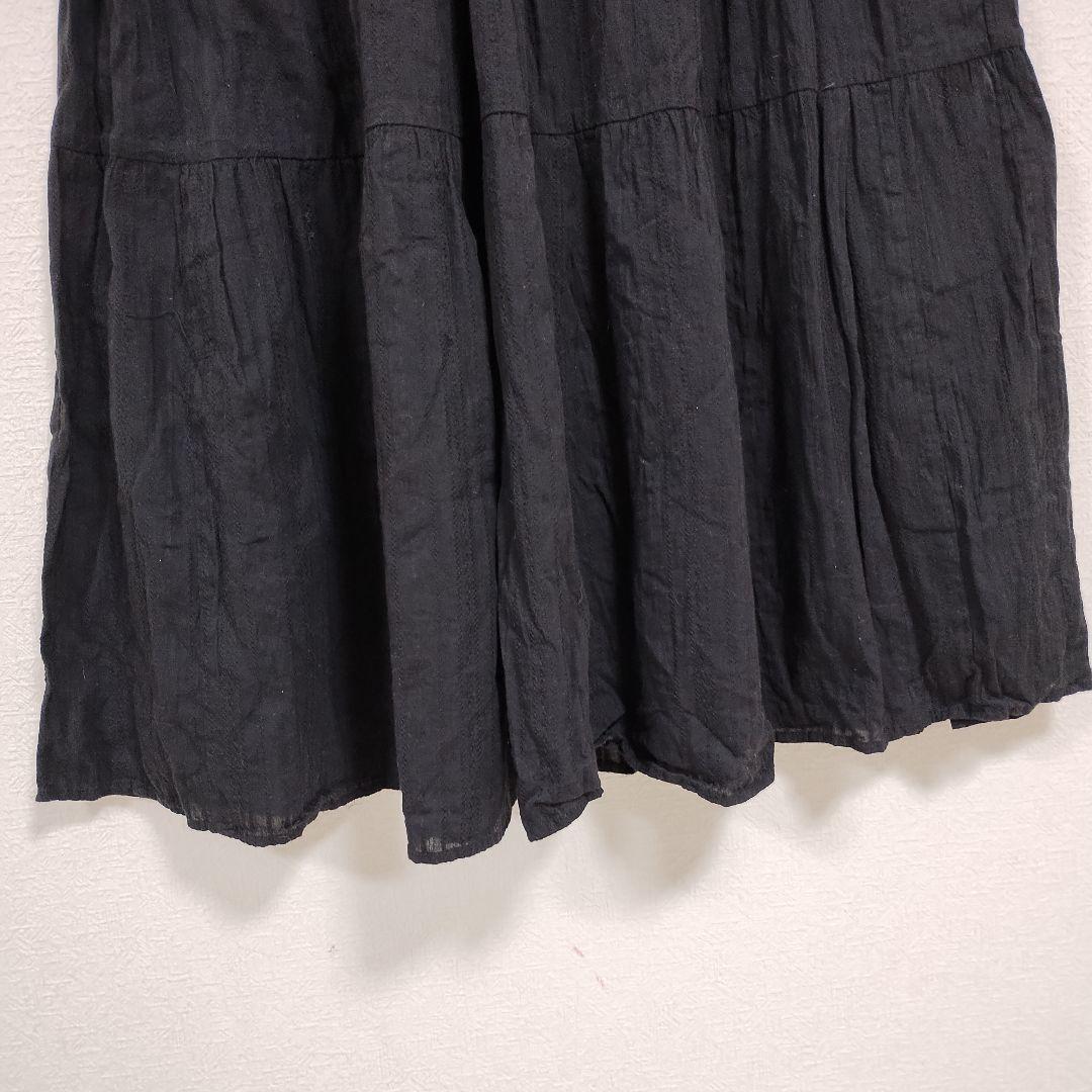 Chico チコ 黒 バルーンスリーブ ロングワンピース F カジュアル 綿 4