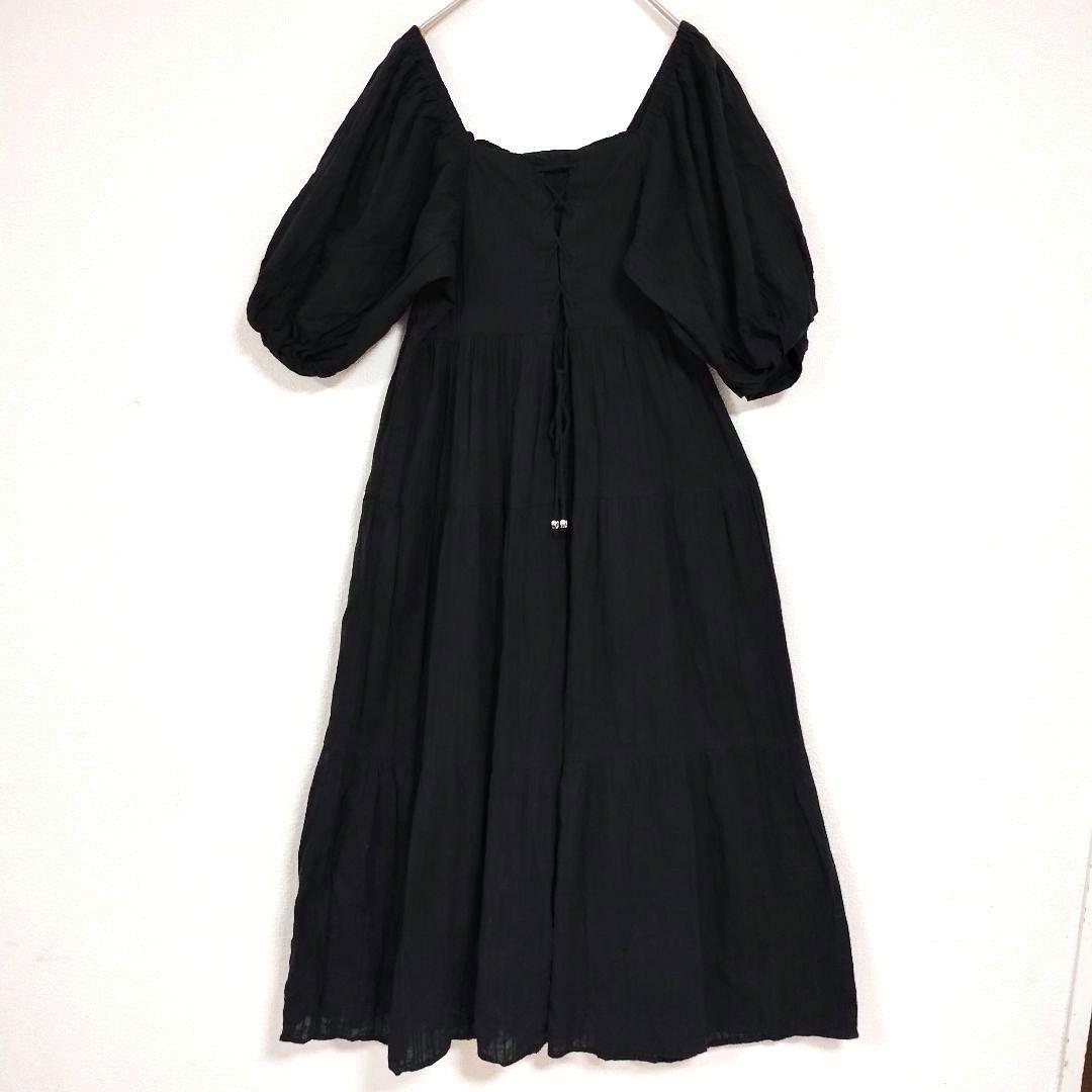 Chico チコ 黒 バルーンスリーブ ロングワンピース F カジュアル 綿 6