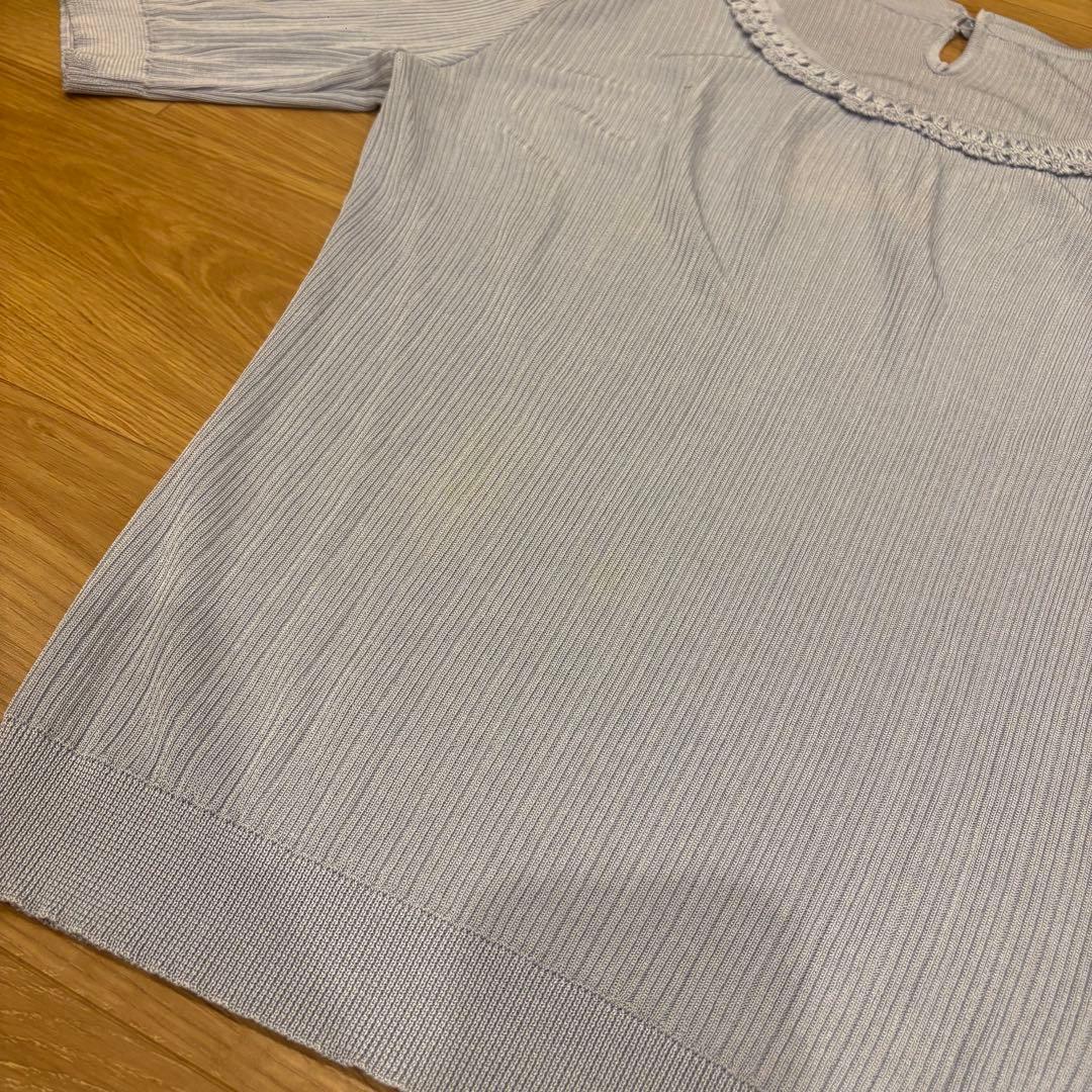 .ダックス 半袖トップス　リブニット クルーネック ブルー　青　40 かわいい 4