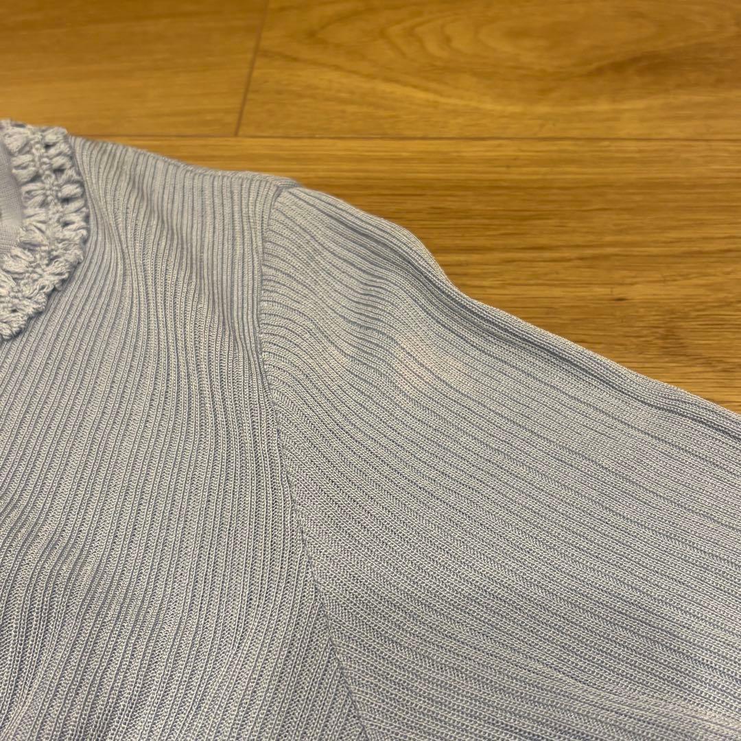 .ダックス 半袖トップス　リブニット クルーネック ブルー　青　40 かわいい 5