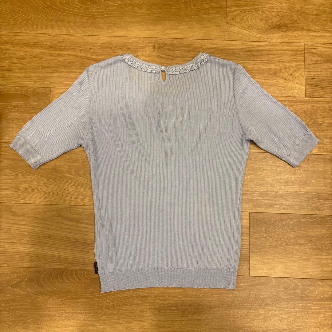 .ダックス 半袖トップス　リブニット クルーネック ブルー　青　40 かわいい 6