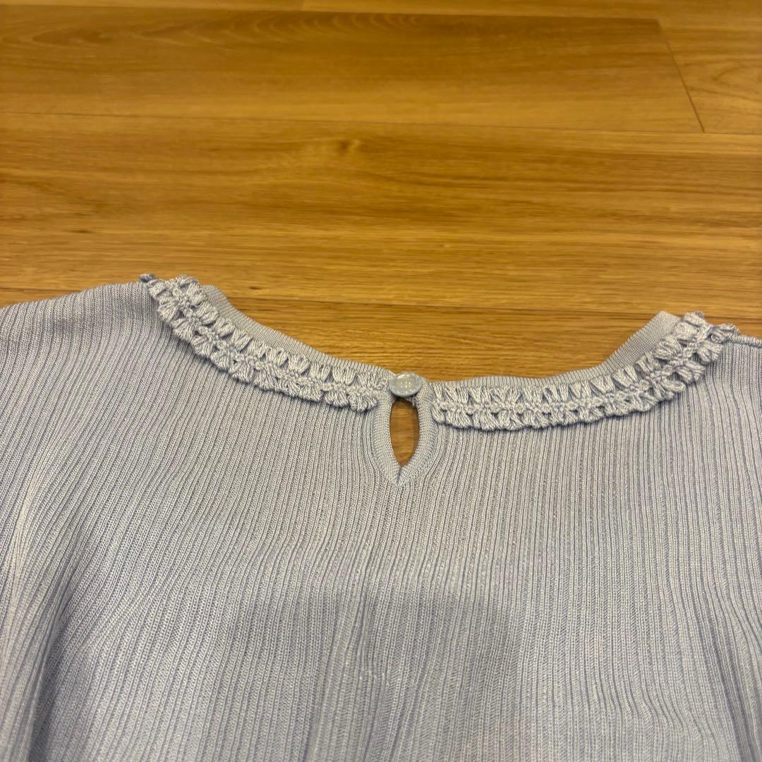 .ダックス 半袖トップス　リブニット クルーネック ブルー　青　40 かわいい 7