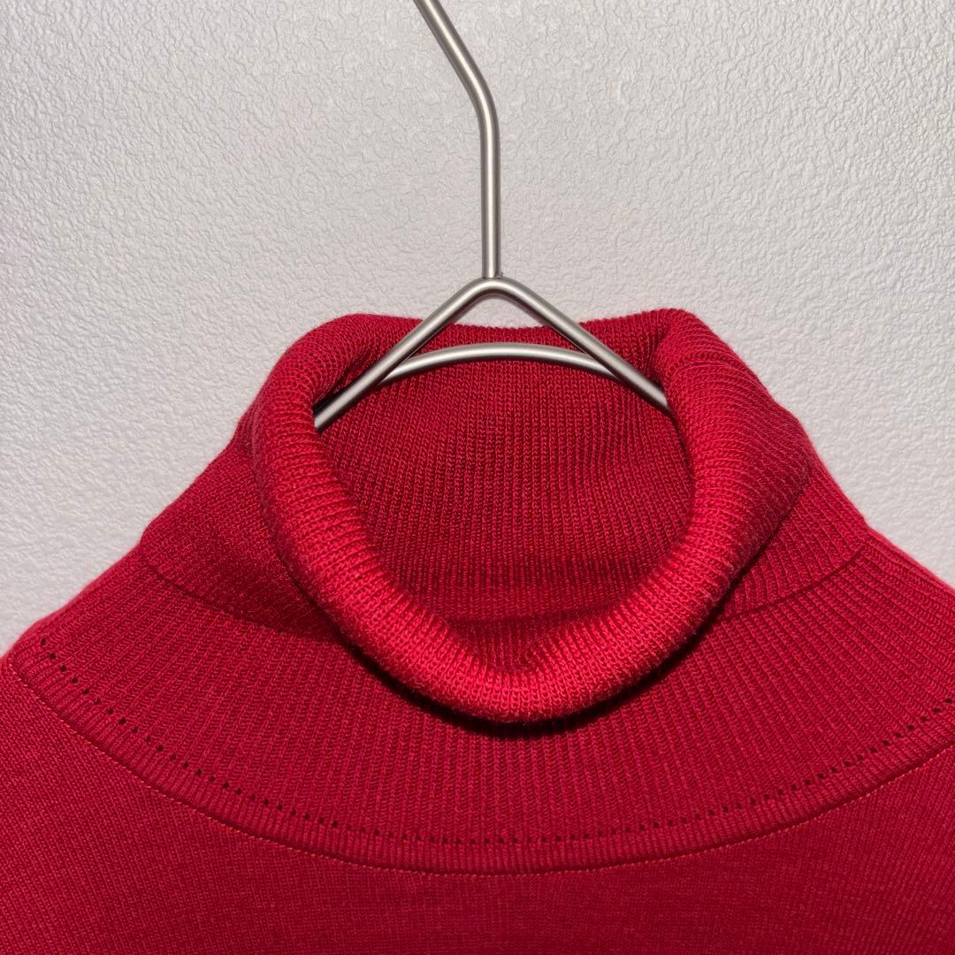 Non Dude 半袖タートルネック M レッドシンプル日本製d715 3