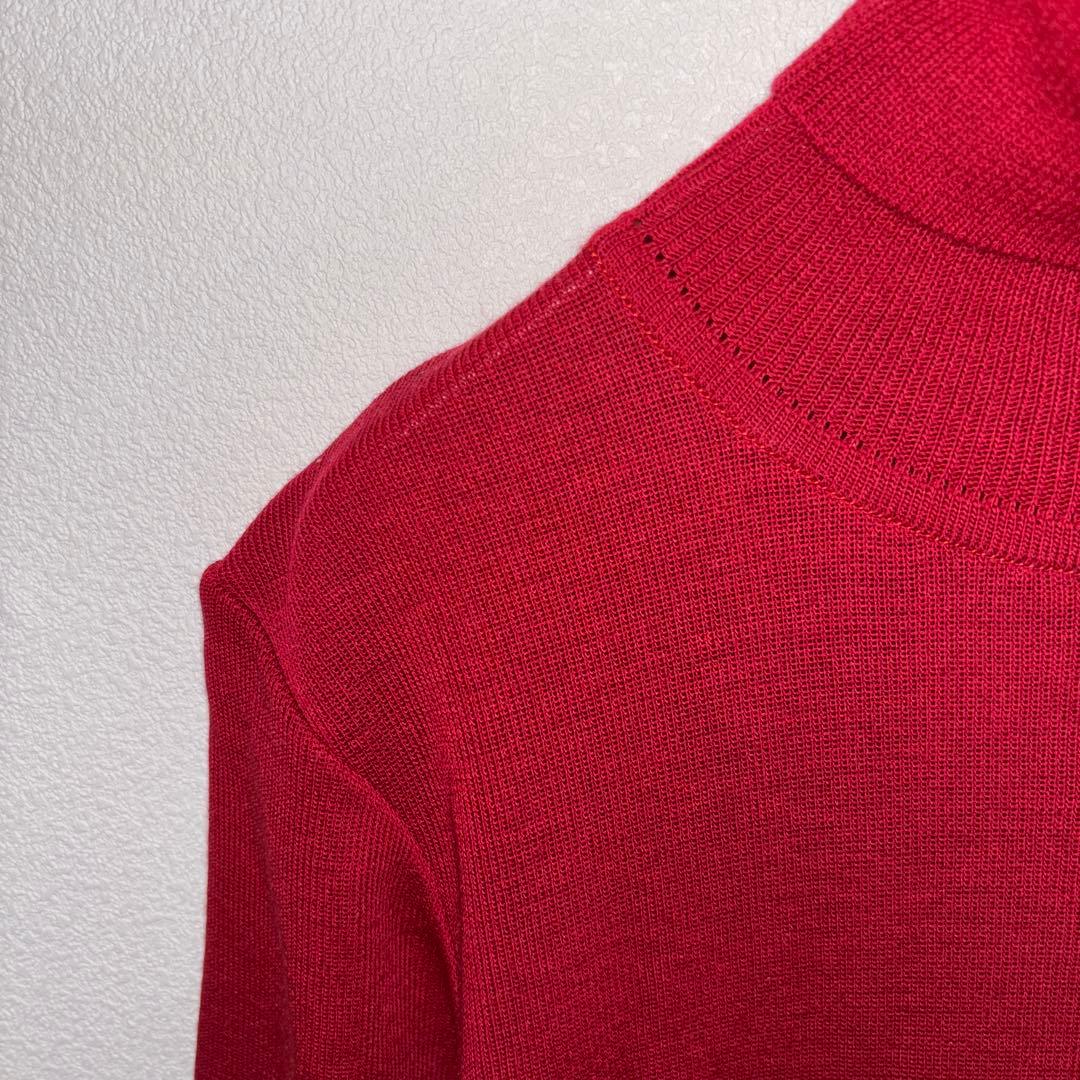 Non Dude 半袖タートルネック M レッドシンプル日本製d715 4