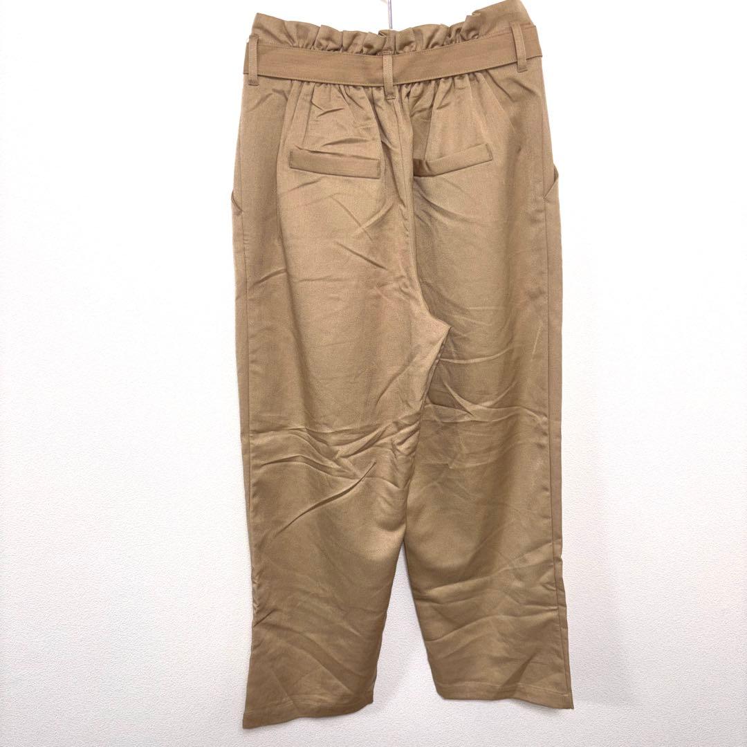 Private pauseベージュハイウェストワイドパンツベルト付 L d783 12