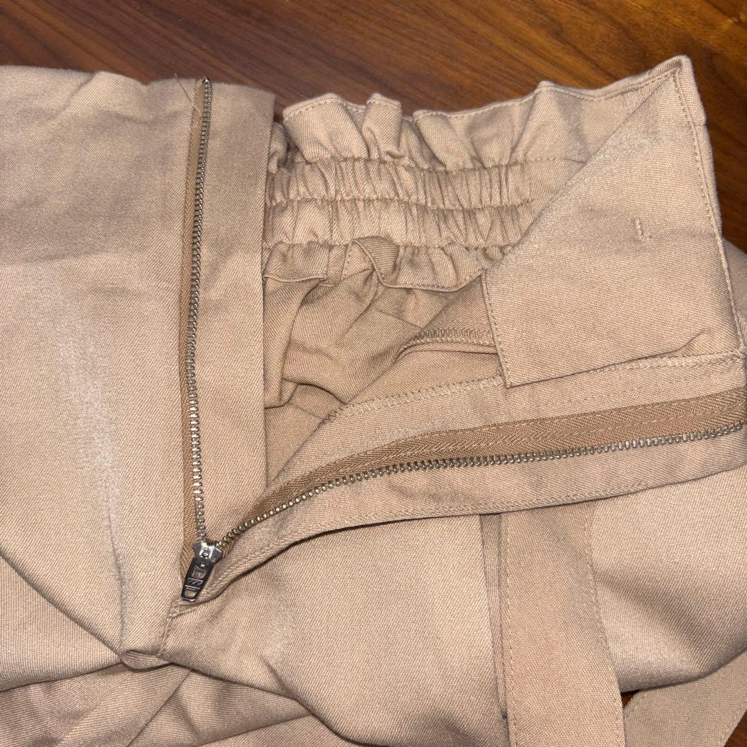 Private pauseベージュハイウェストワイドパンツベルト付 L d783 16