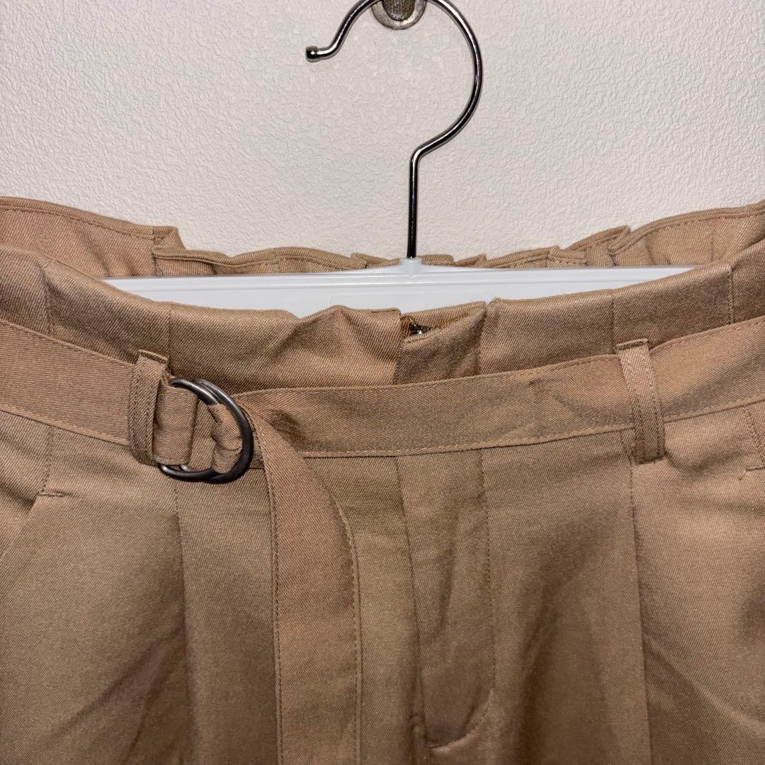Private pauseベージュハイウェストワイドパンツベルト付 L d783 3