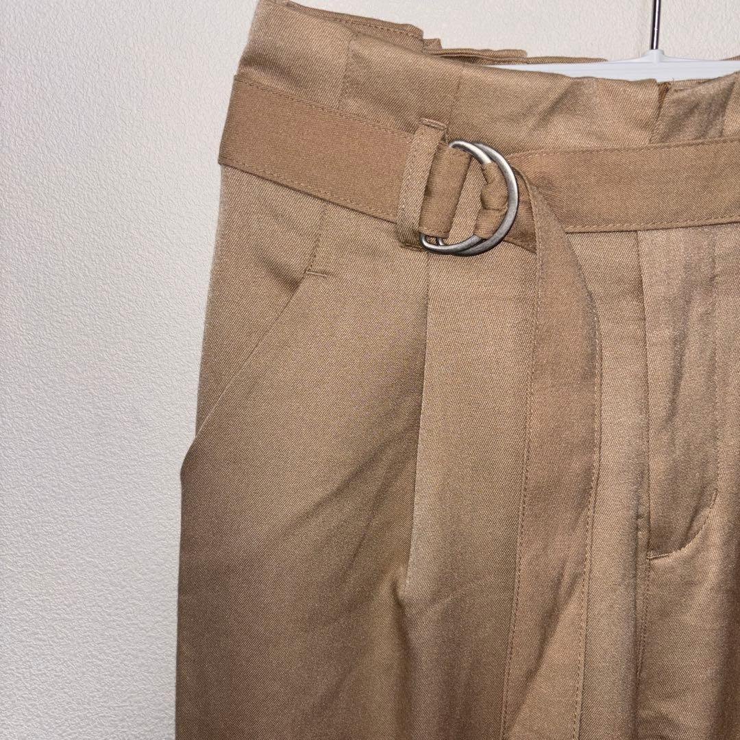 Private pauseベージュハイウェストワイドパンツベルト付 L d783 4