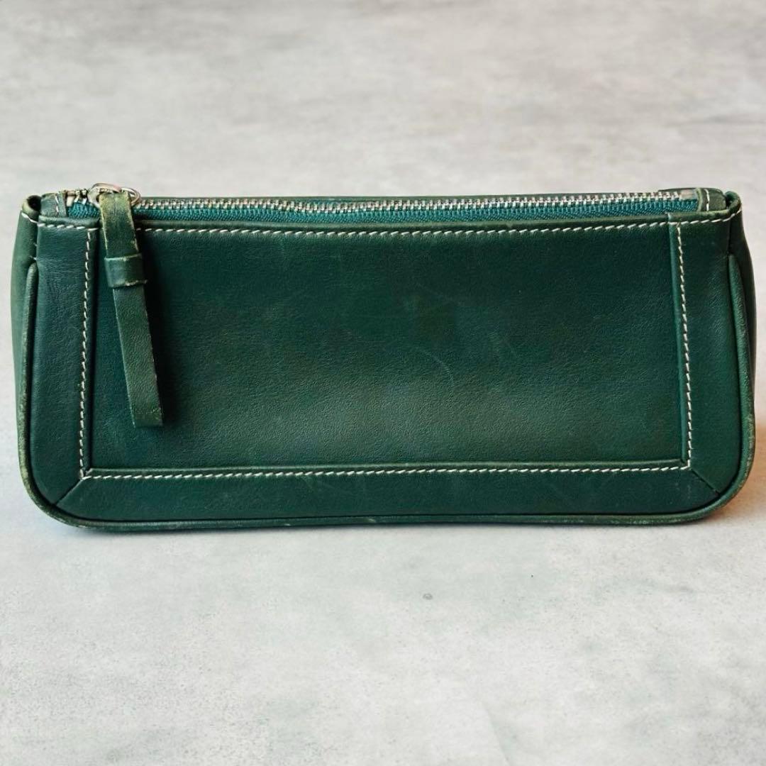 COACH Green leather Pen case pouch