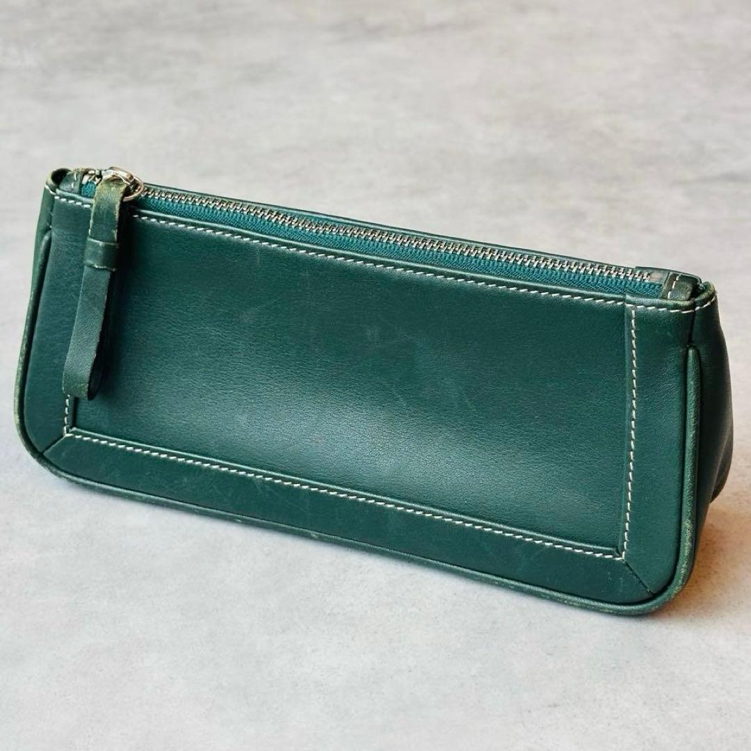 COACH Green leather Pen case pouch 3