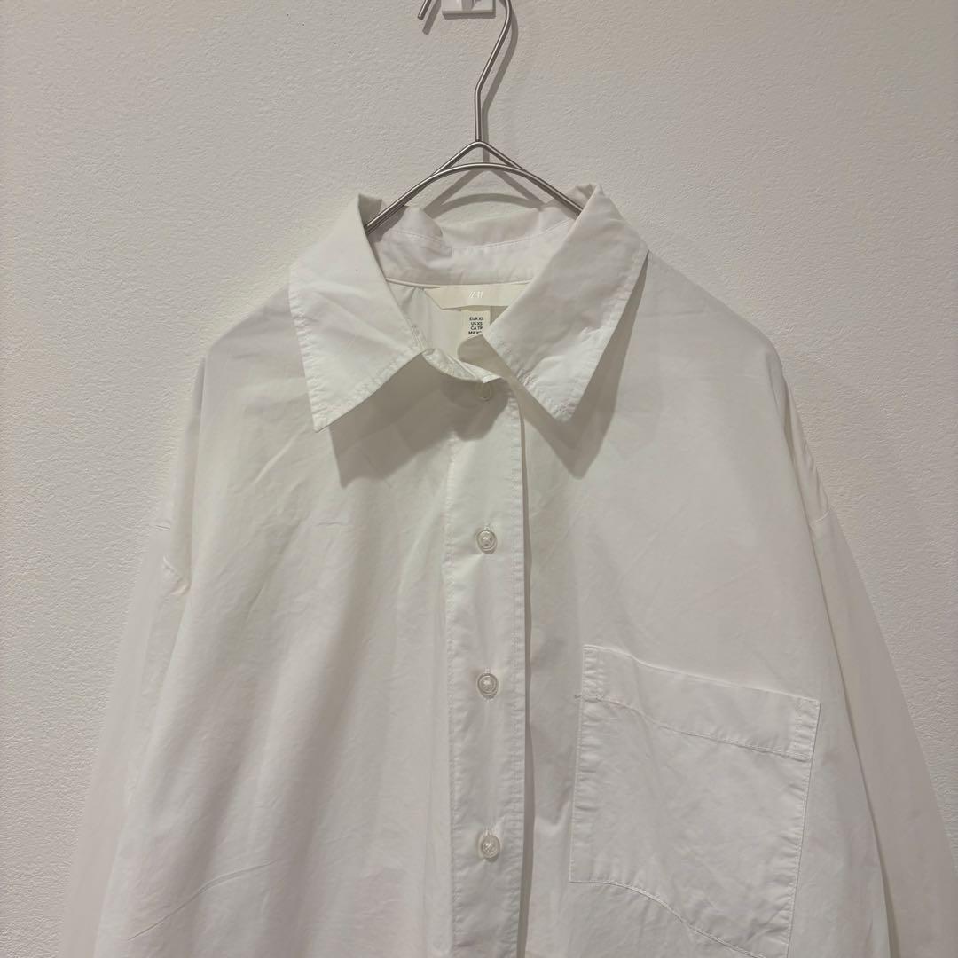 長袖シャツ ブラウス 白　ホワイト オーバーサイズ　無地　シンプル　カジュアル 2