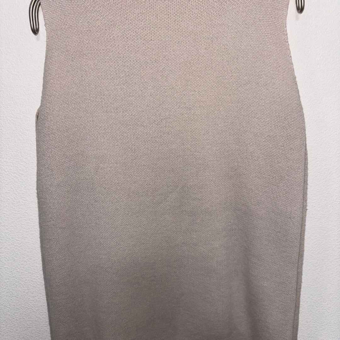 GRL グレイルノースリーブニットワンピース S ベージュグレーd666 13