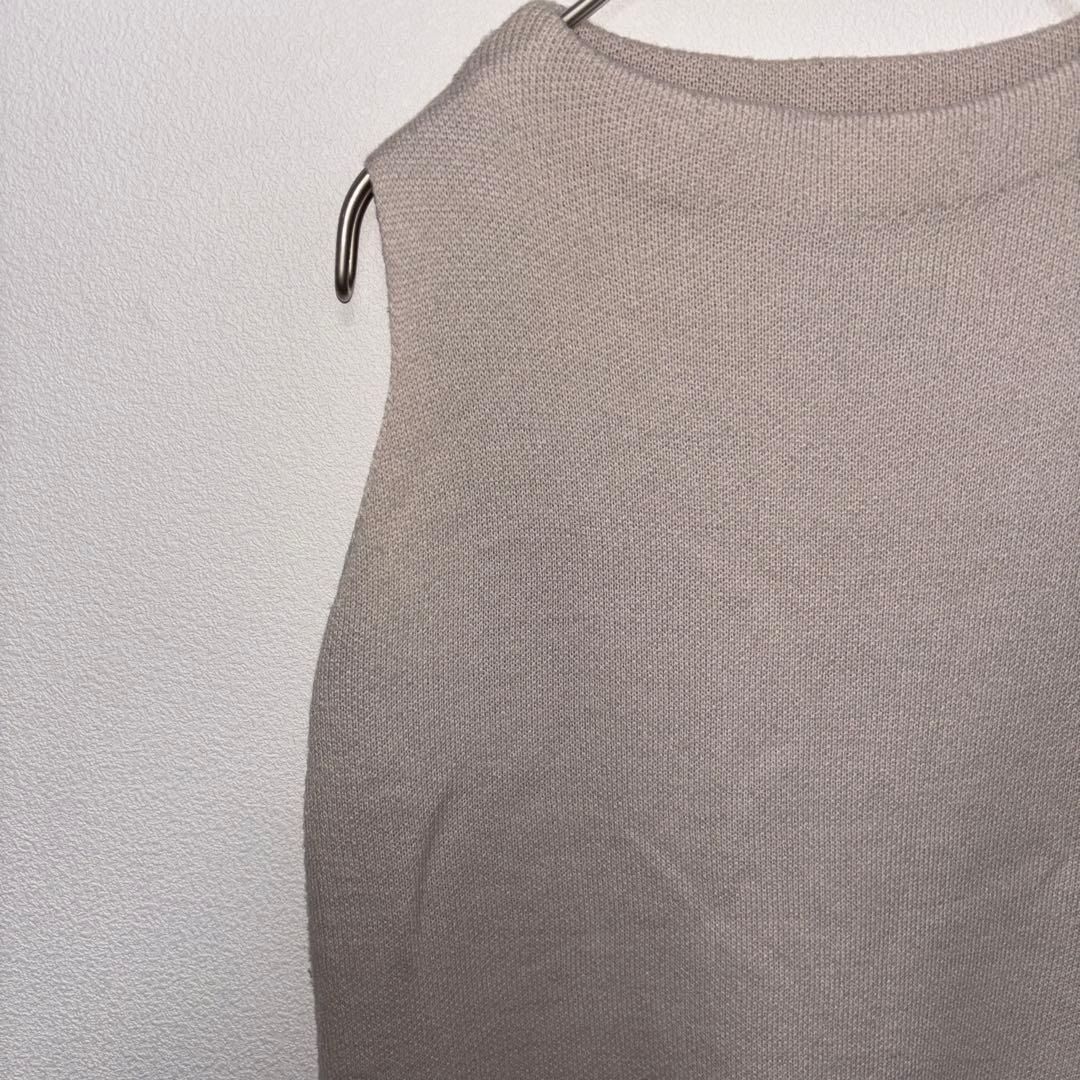 GRL グレイルノースリーブニットワンピース S ベージュグレーd666 4