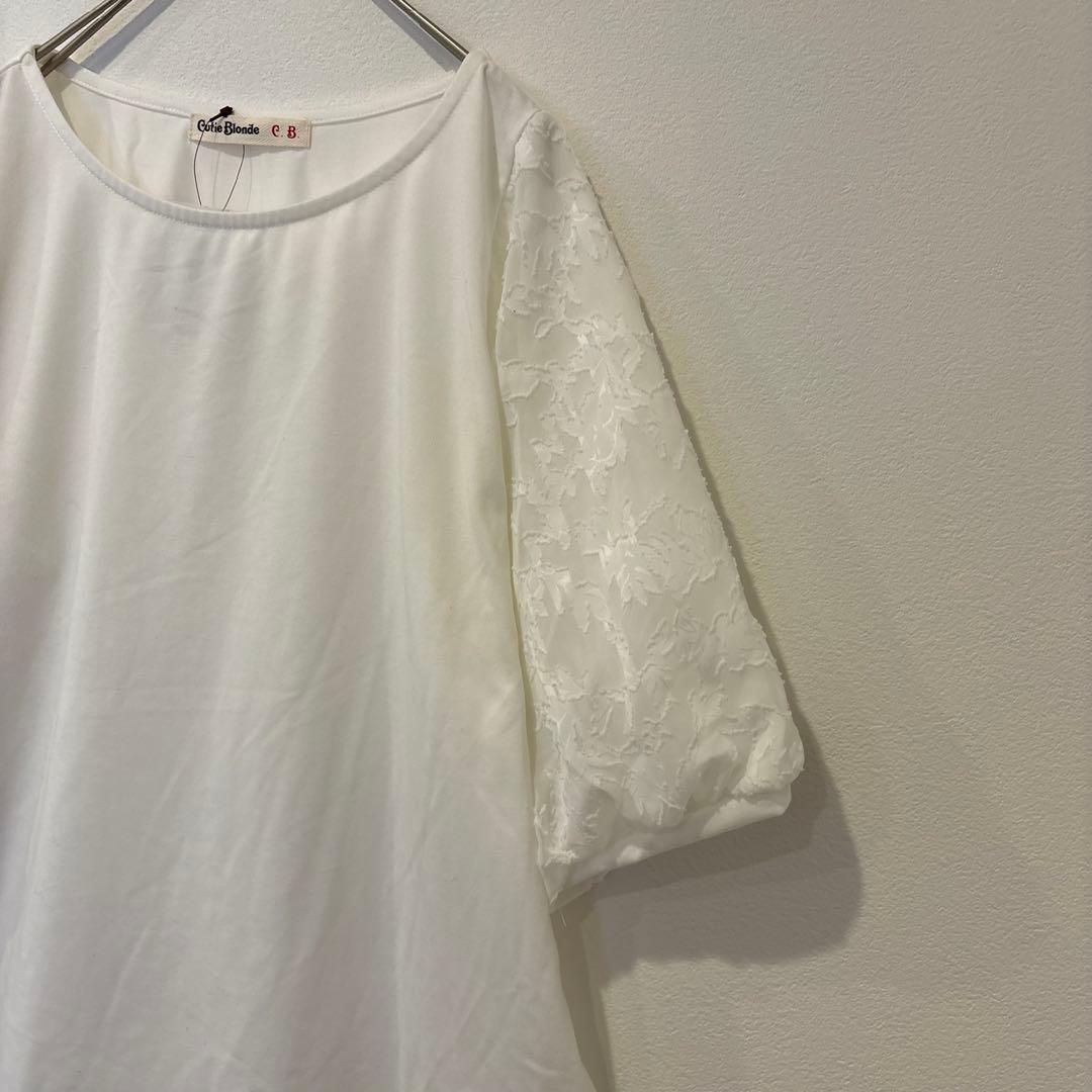 キューティーブロンド レース袖 カットソー 白 ホワイト　L 半袖 上品　清楚 3